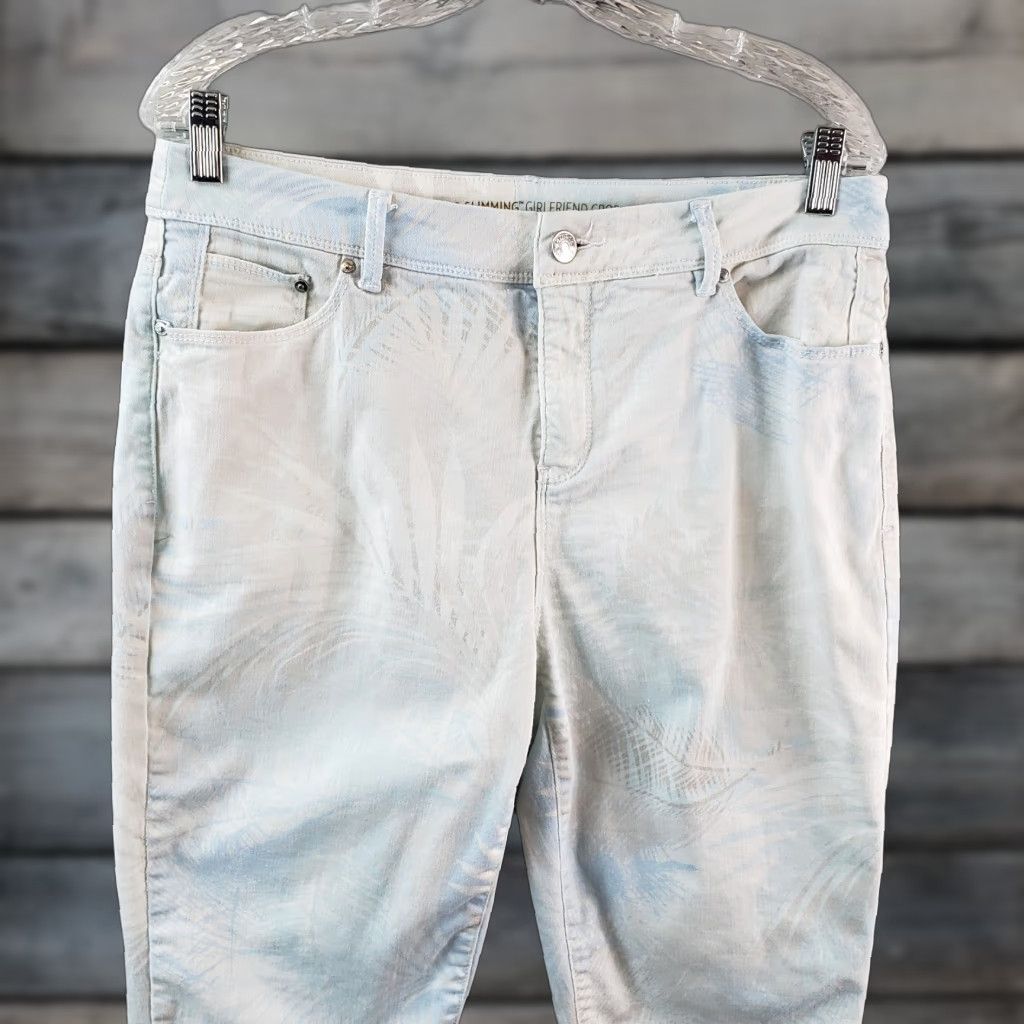 Vintage Chicos So Slimming Womens Girlfriend Crop Jeans Sz 10 Blue Gray Palms Mid Rise Size 32" / US 10 / IT 46 - 1 Thumbnail