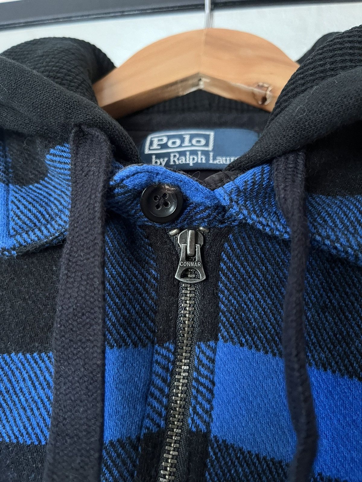 Polo Ralph Lauren Vintage Polo Ralph Lauren Plaid Flannel Hoodie Blue Wool Size US M / EU 48-50 / 2 - 9 Thumbnail