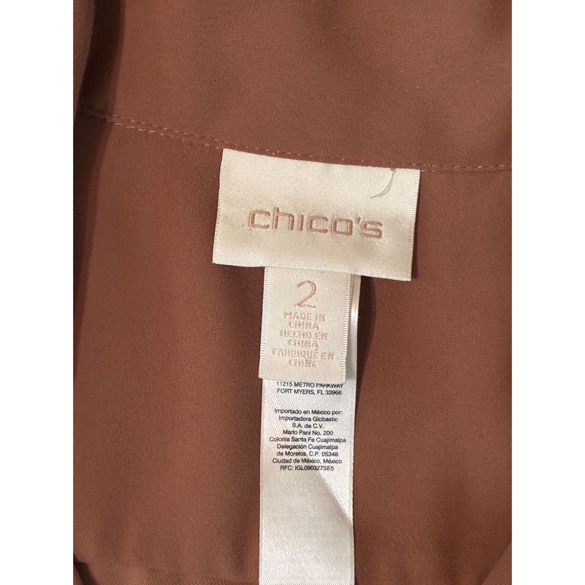 Chicos Chicos Brown Short-Sleeve Buttonless Open Shoulder Utility Size XS / US 0-2 / IT 36-38 - 2 Thumbnail