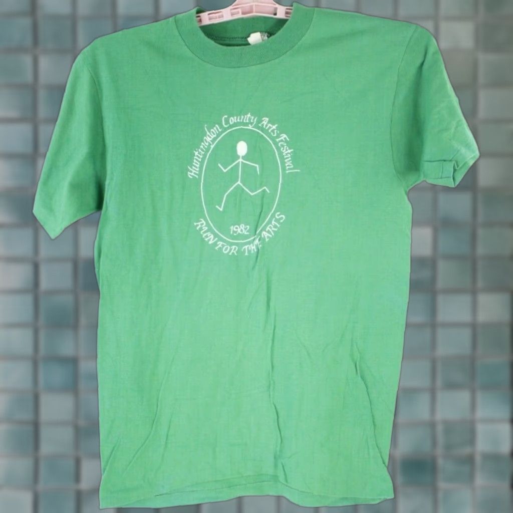 Vintage VTG Mens Huntingdon Country Arts Festival Single Stitch Green T-Shirt Size M Size US M / EU 48-50 / 2 - 1 Thumbnail