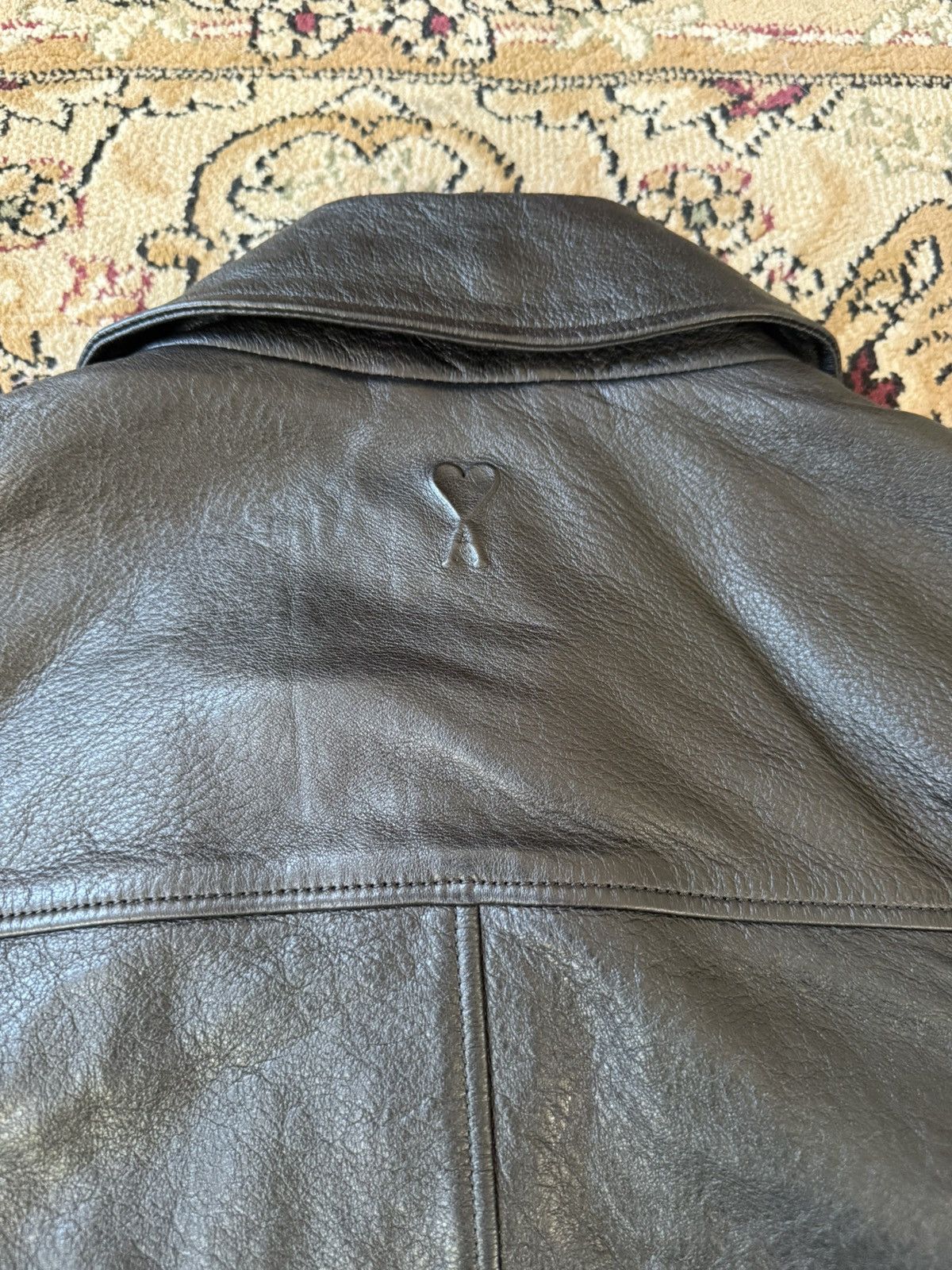 AMI Ami Paris Black Leather Jacket Size US L / EU 52-54 / 3 - 4 Thumbnail