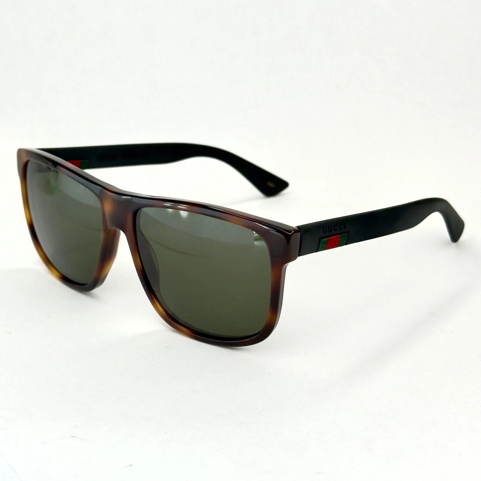 Gucci GUCCI GG0010S STRIPE 0010 Black Rubber Square Sunglasses Size ONE SIZE - 6 Thumbnail