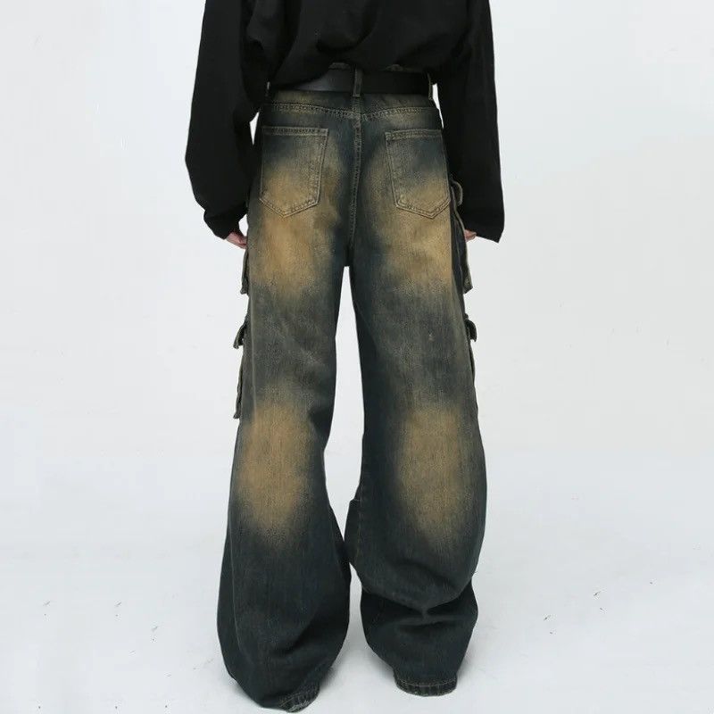 Japanese Brand × Jean Retro washed distressed workwear loose wide leg jeans Size US 32 / EU 48 - 6 Thumbnail