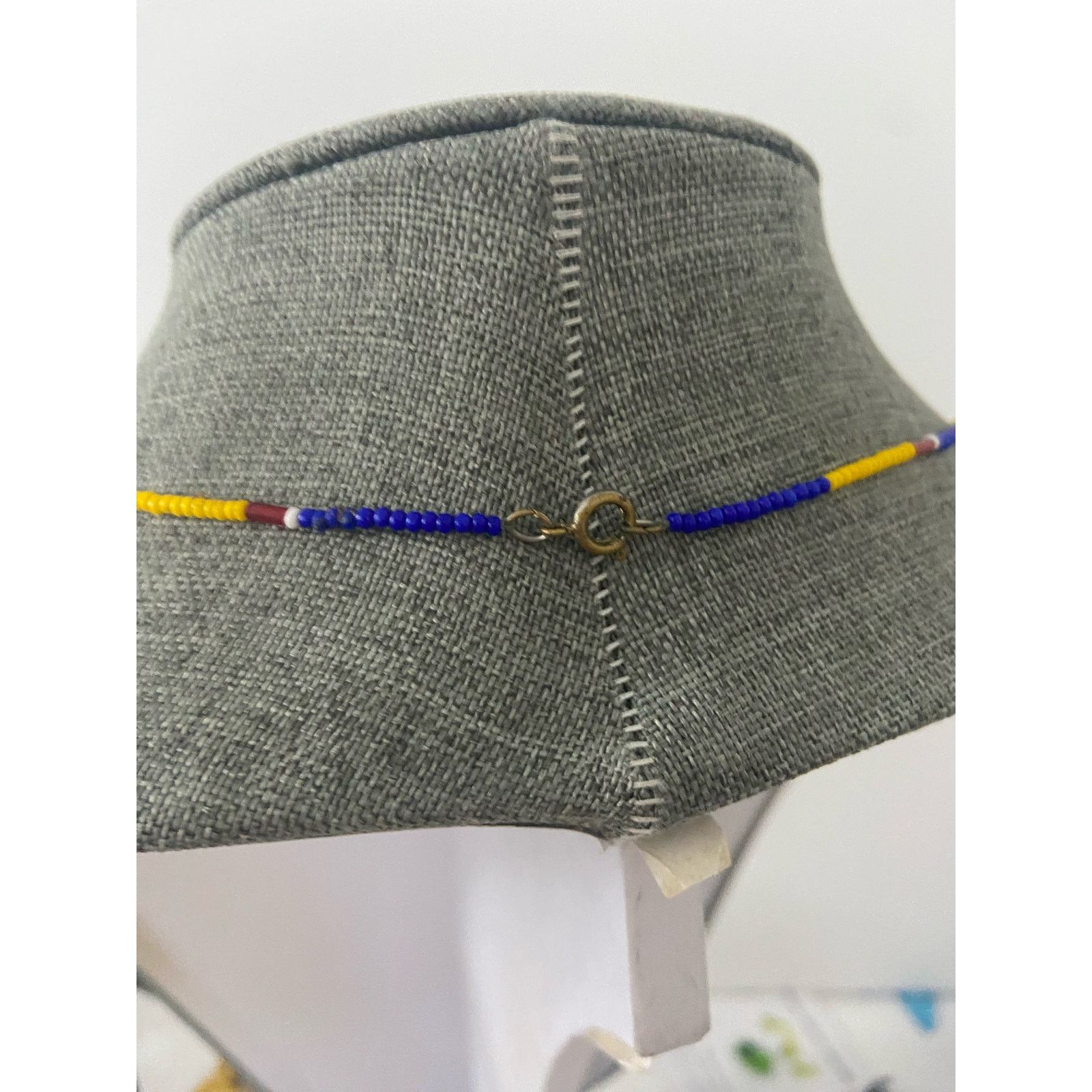 Handmade Blue and yellow beaded necklace Size ONE SIZE - 2 Thumbnail
