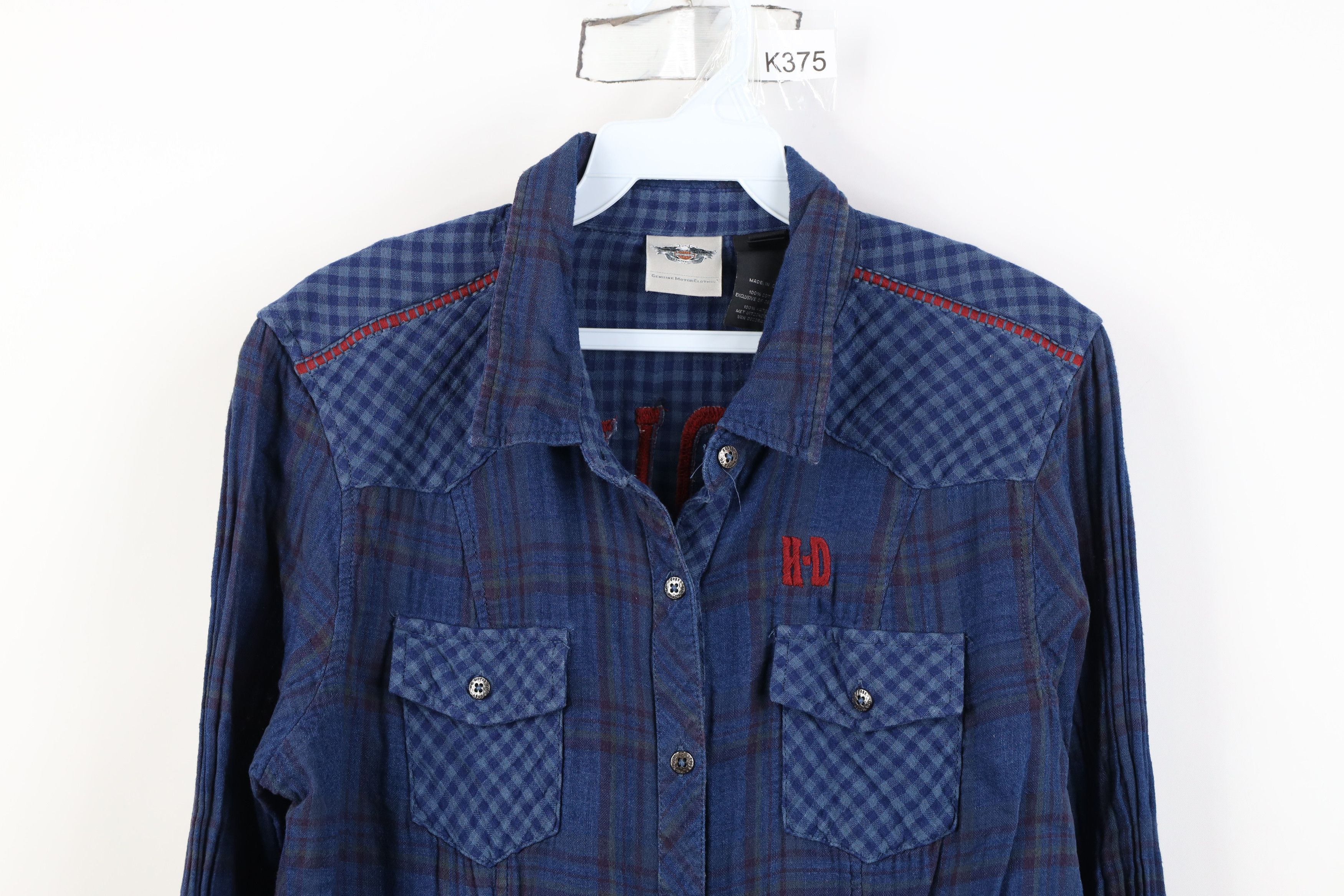 Harley Davidson Vintage Harley Davidson Flannel Collared Button Shirt Size L / US 10 / IT 46 - 2 Thumbnail