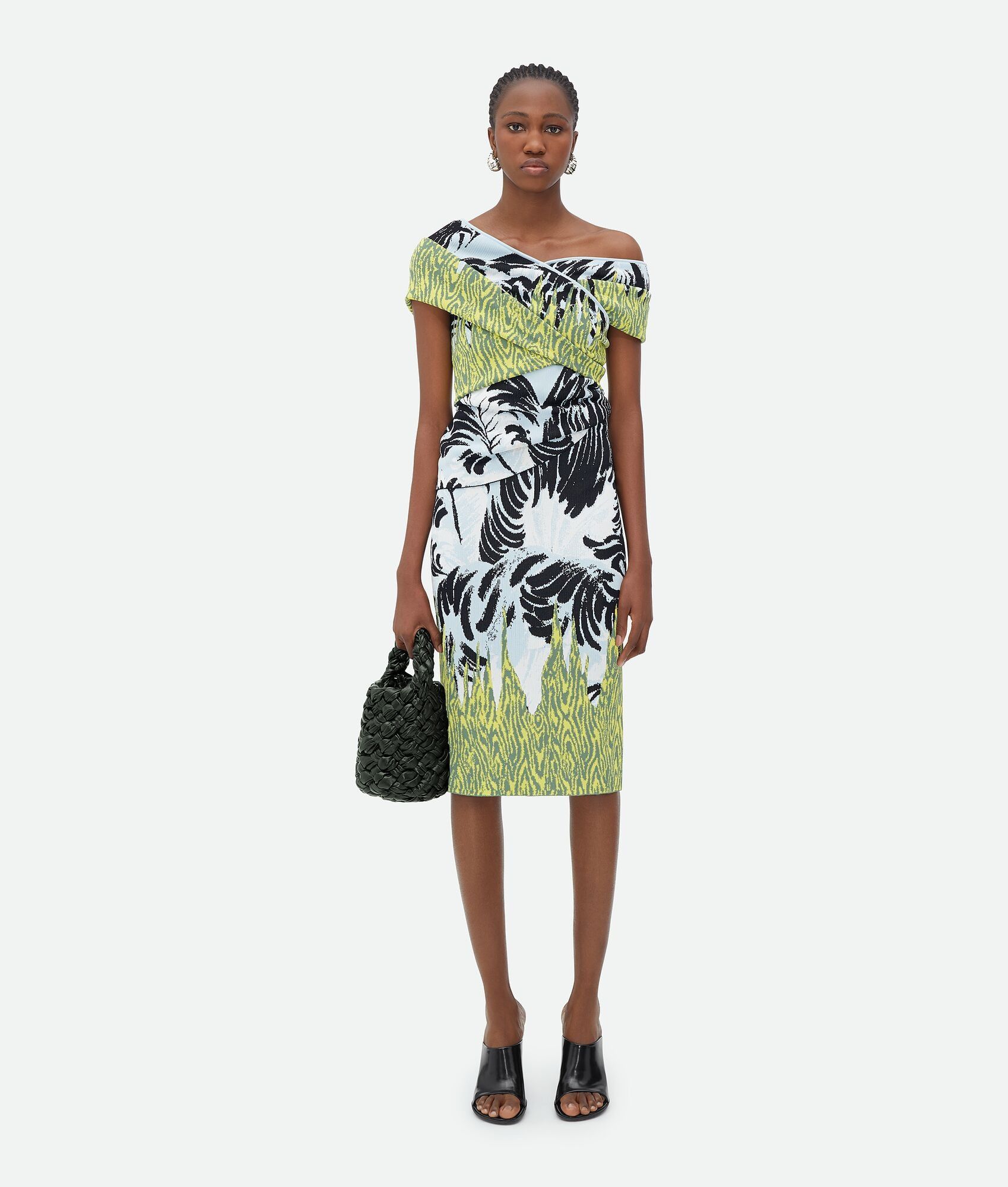 Bottega Veneta o1n1vont0325 Graphic Viscose Jacquard Midi Skirt Multicolor Size 27" / US 4 / IT 40 - 4 Thumbnail
