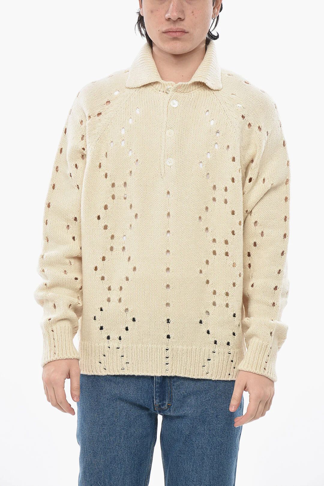 Givenchy og1mm0326 Openwork Alpaca-Blend Sweater in White Size US XS / EU 42 / 0 - 1 Thumbnail