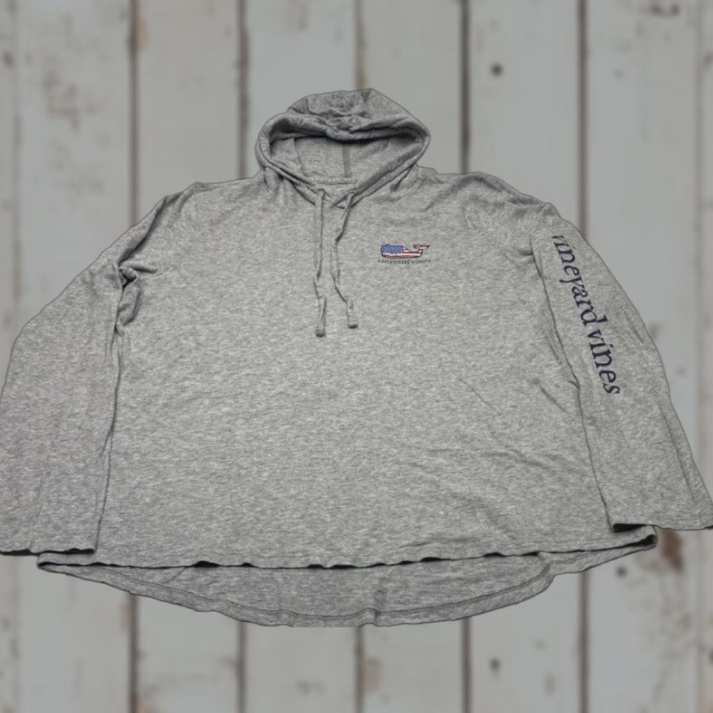 Vineyard Vines Vineyard Vines Hoodie Mens XL Grey Heather Whale Flag Graphic Shirt Size US XL / EU 56 / 4 - 1 Thumbnail