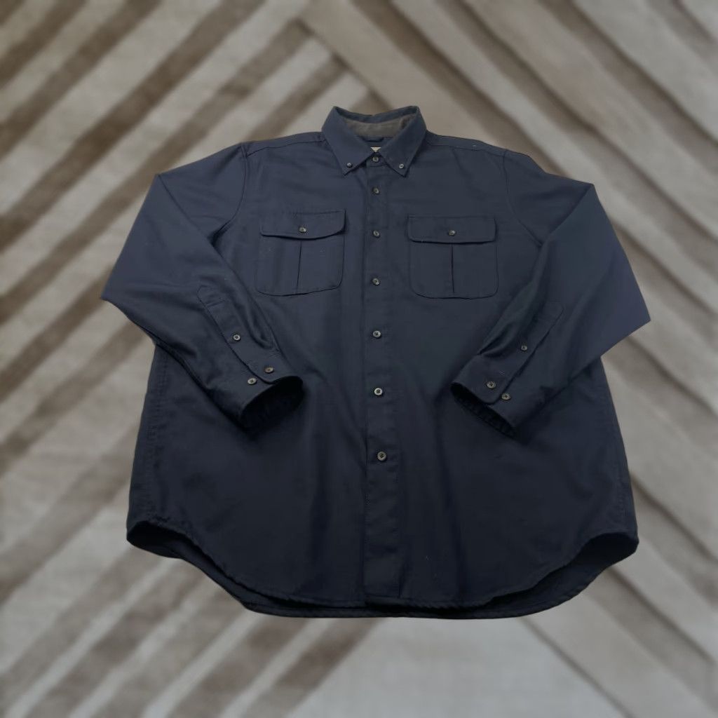 Vintage VINTAGE L.L. Bean Button-Down Shirt Men’s Large Wool 100% Navy Blue Hunting Outdoors Casual/Classic USA Pockets Heavyweight Long Sleeve Size US L / EU 52-54 / 3 - 1 Thumbnail