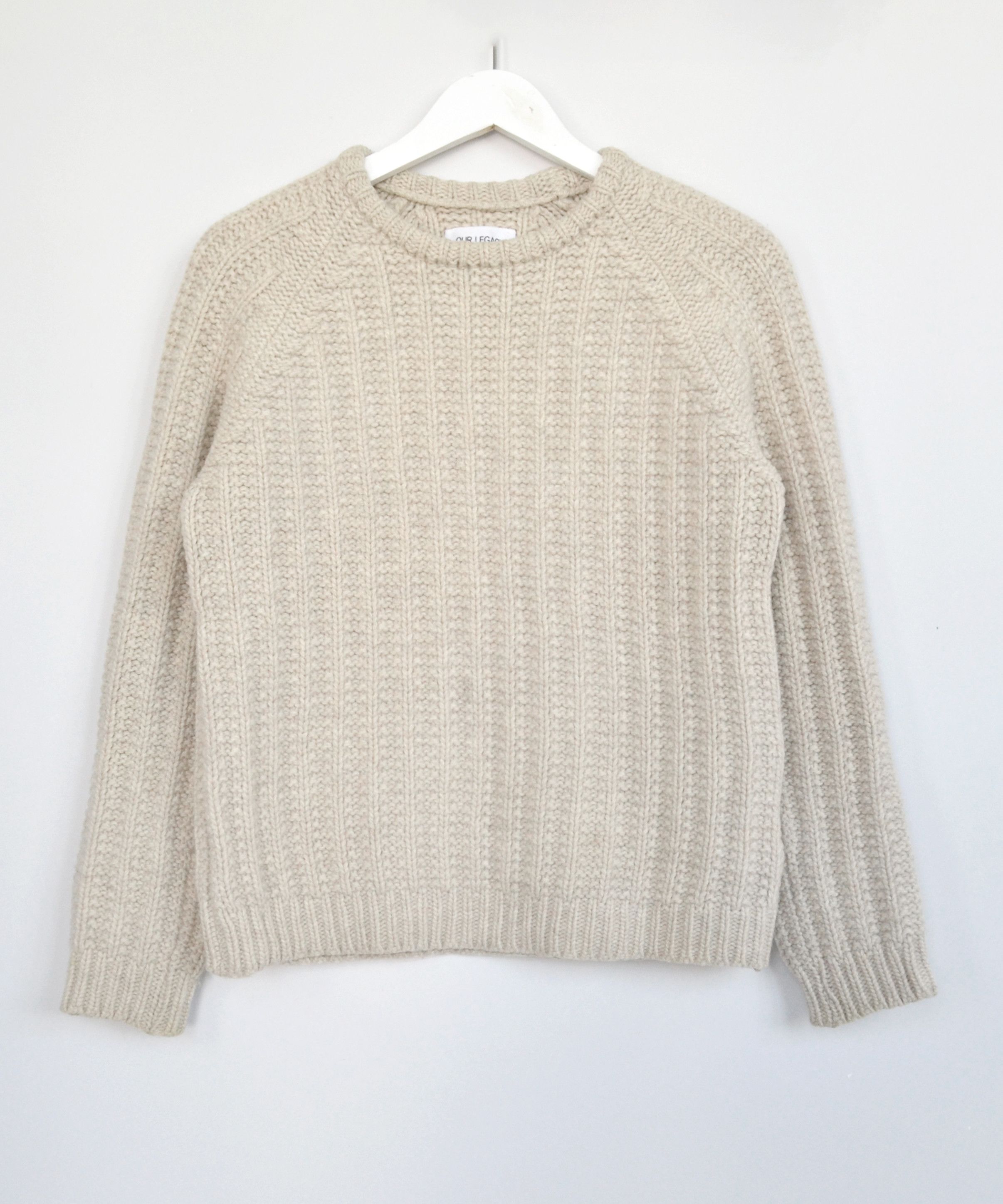 🔴 OUR LEGACY Sweater Knit Wool Beige Heavy Roundneck