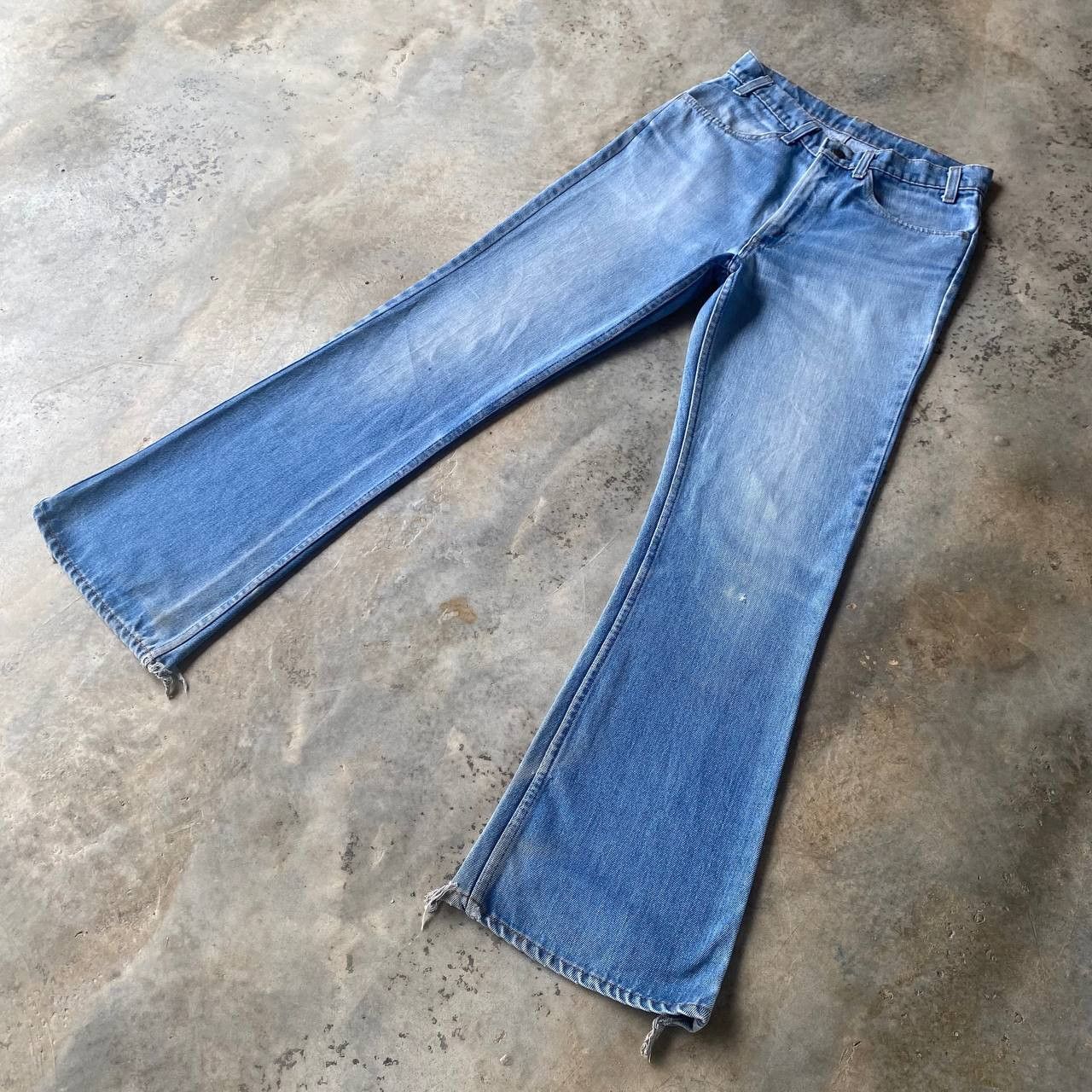 Levi's Vintage Clothing RARE 1970S LEVIS 646 ORANGE TAG FLARED BLUE WASH FRAYED HEM Size US 30 / EU 46 - 4 Thumbnail