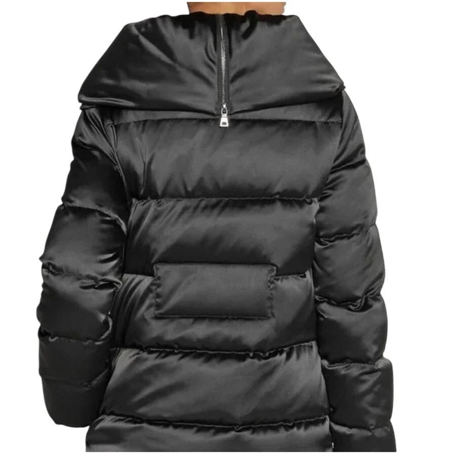 Diane von Furstenberg DVF Goose Down Black Satin Zona Puffer Zip Hood Coat Size P Size XS / US 0-2 / IT 36-38 - 13 Thumbnail