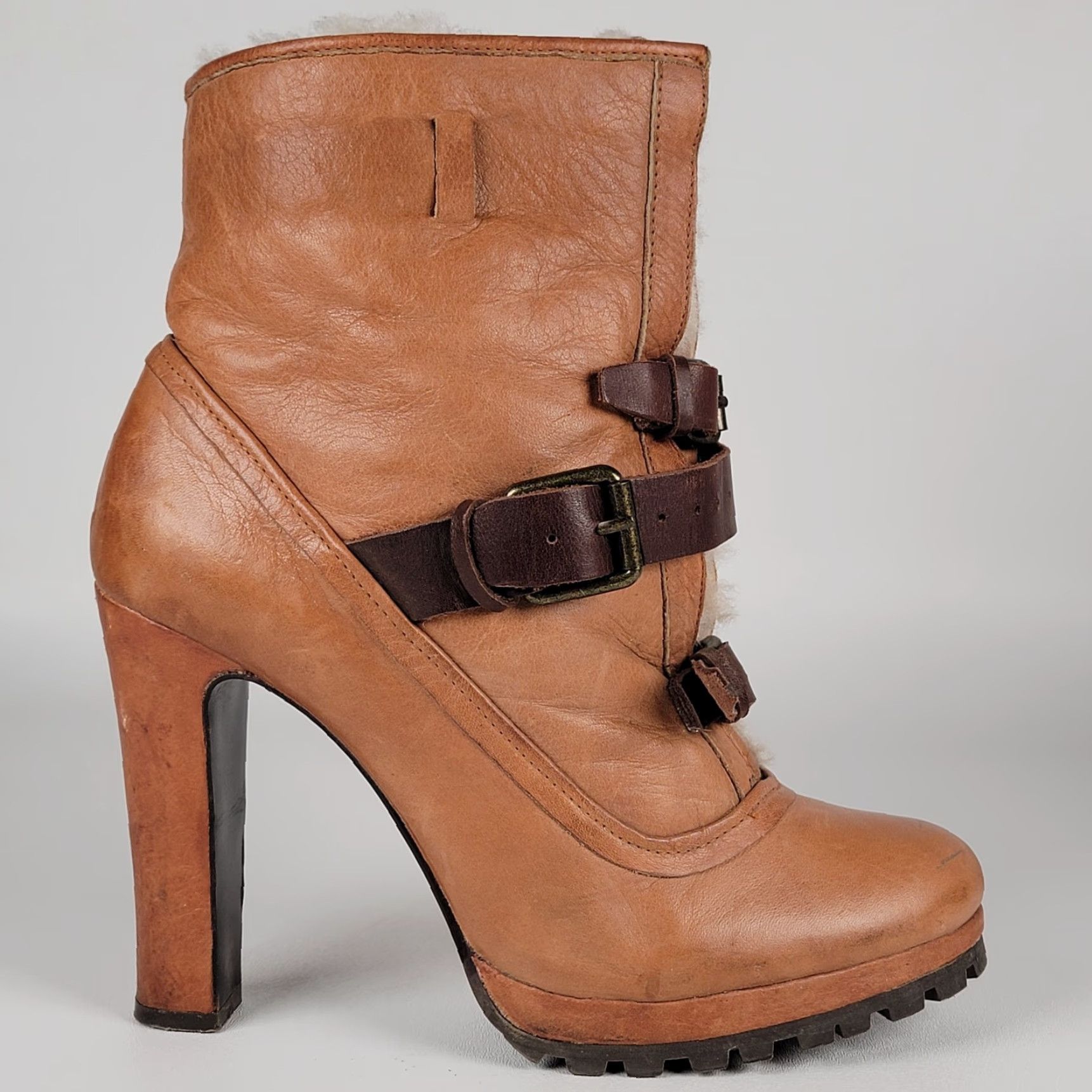 Dolce Vita VINTAGE Dolce Vita Leather Boots Buckle Y2K Sherpa Lined Women Size 9 Brown Bootie Size US 9 / IT 39 - 4 Thumbnail