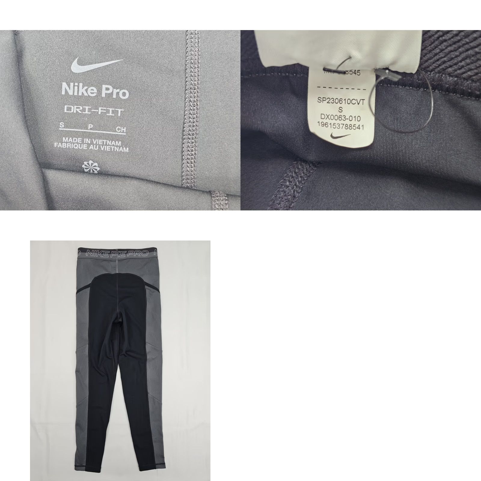 Nike Nike Pro Black Leggings Womens S 24 Inseam Elastic Waist Compression Stretch Run Gym Training EUC Size 28" / US 6 / IT 42 - 8 Thumbnail