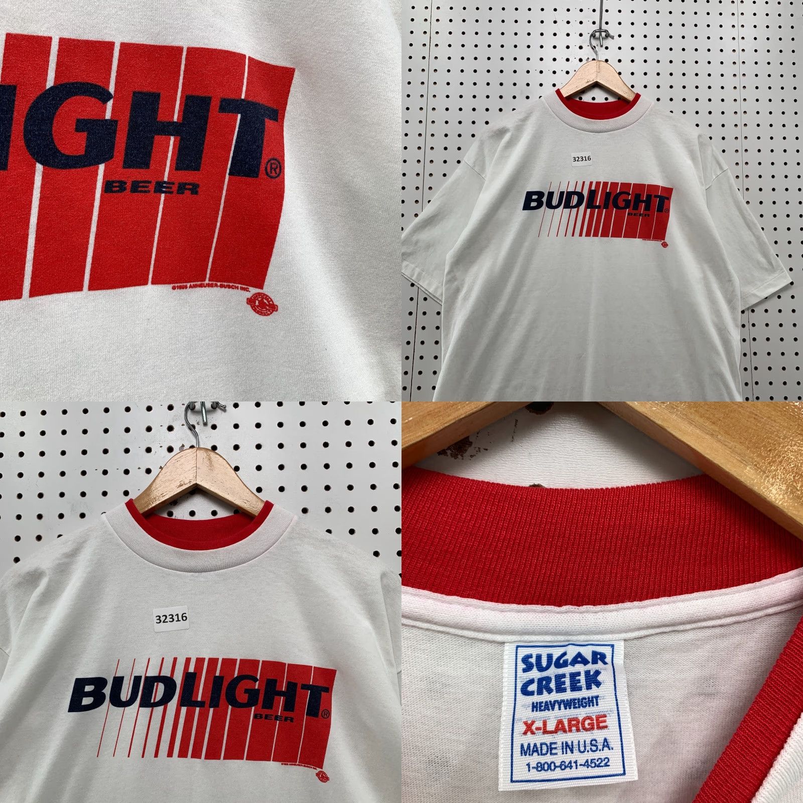Vintage Vintage Bud Light Shirt Mens XL White 90s USA Red Graphic Single Stitch Tee Size US XL / EU 56 / 4 - 8 Thumbnail
