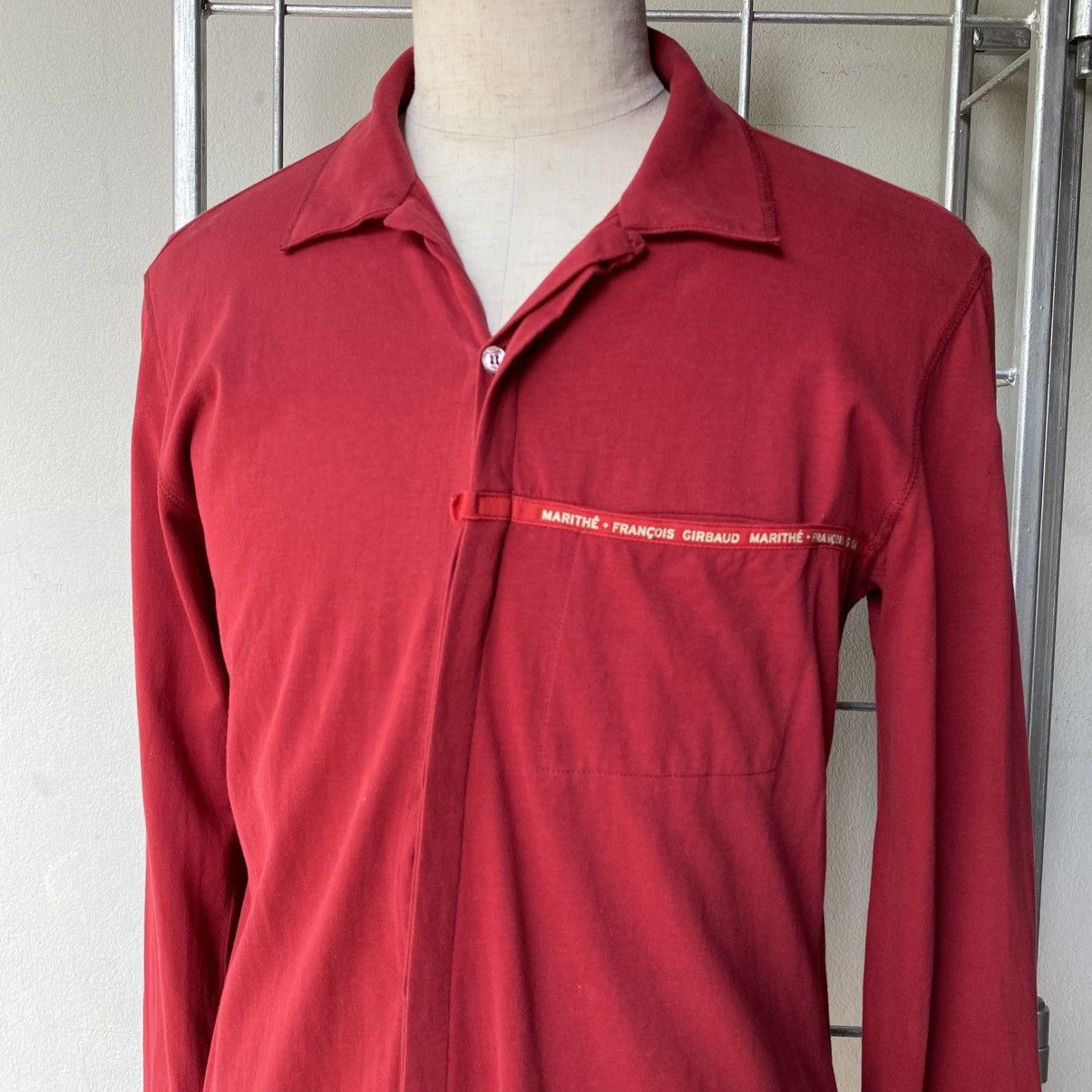 Marithe + Francois Girbaud MARITHE FRANÇOIS GIRBAUD Red Zip-Detail Long Sleeve Shirt Size US L / EU 52-54 / 3 - 17 Thumbnail