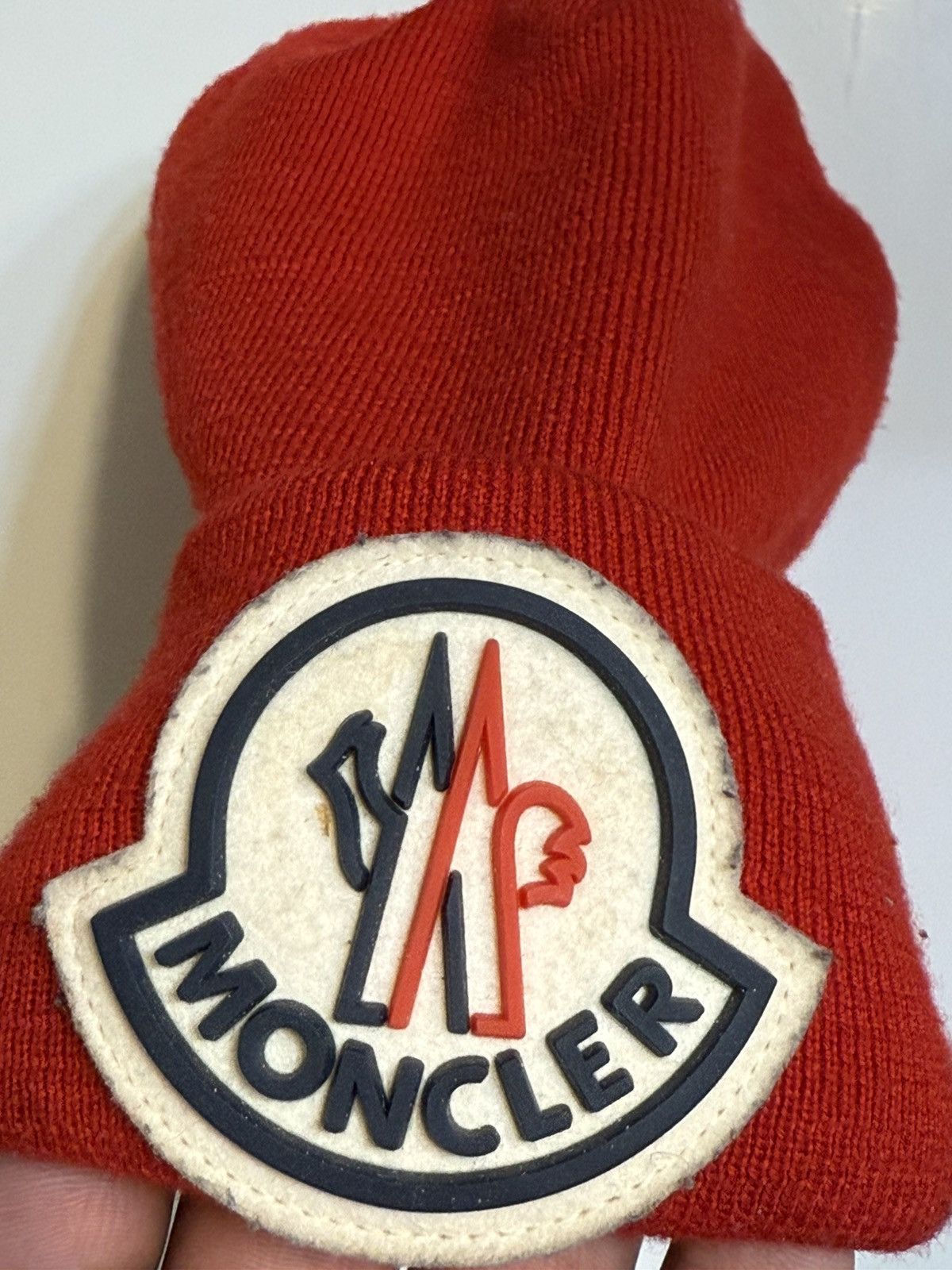 Moncler Moncler Red Wool Logo Beanie Size 34 - 4 Thumbnail