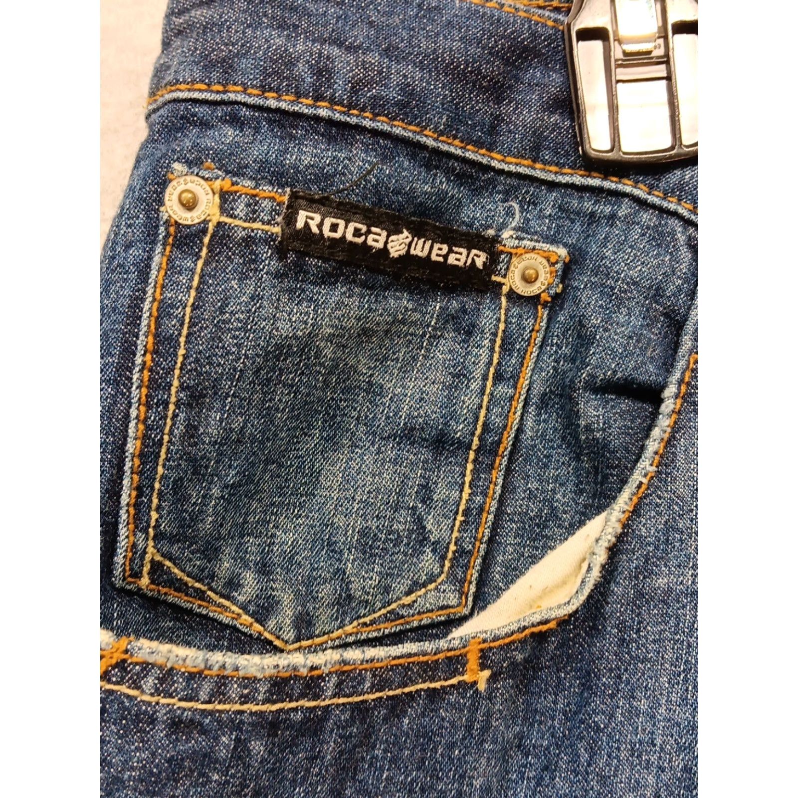 Rocawear VINTAGE Rocawear Jeans Pants 36x30 Blue Denim Hip Hop Baggy Embroidered Rocawear Jeans 90s Y2k Streetwear Mens jeans Size US 36 / EU 52 - 4 Thumbnail