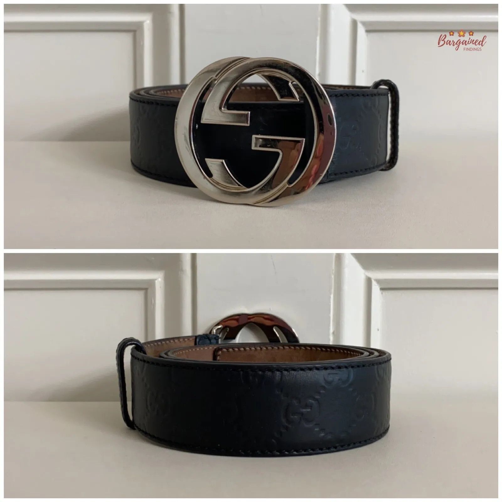 Gucci Gucci Guccissima Leather Silver Interlocking G Buckle Belt Size 34 - 9 Thumbnail