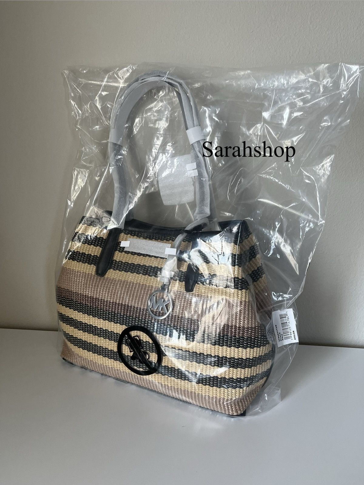Michael Kors Michael Kors Avalon Medium Striped Woven Tote Bag Size ONE SIZE - 13 Thumbnail