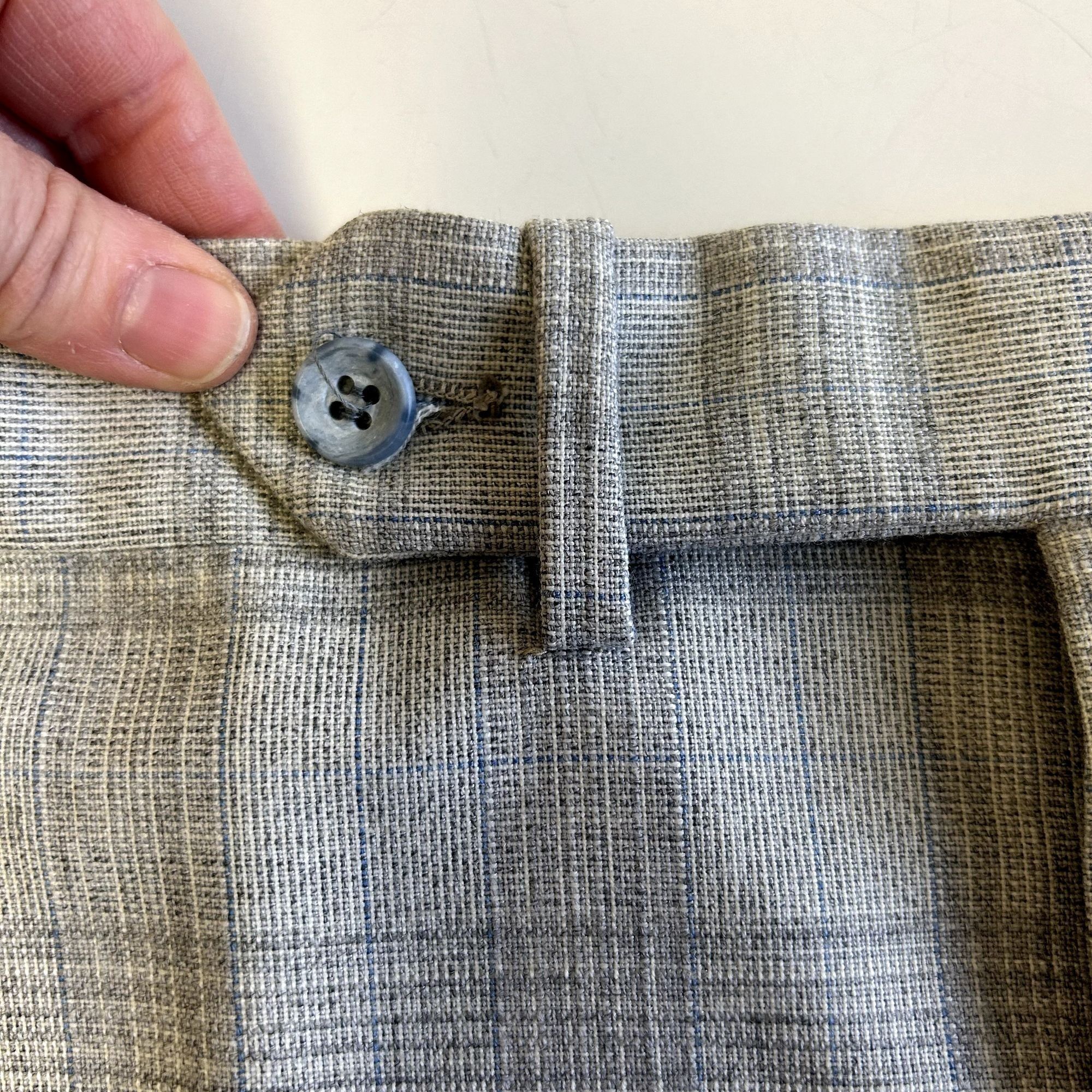 70's House of Pimlico MOD Gray Blue OVERCHECK Wool Suit 42 L