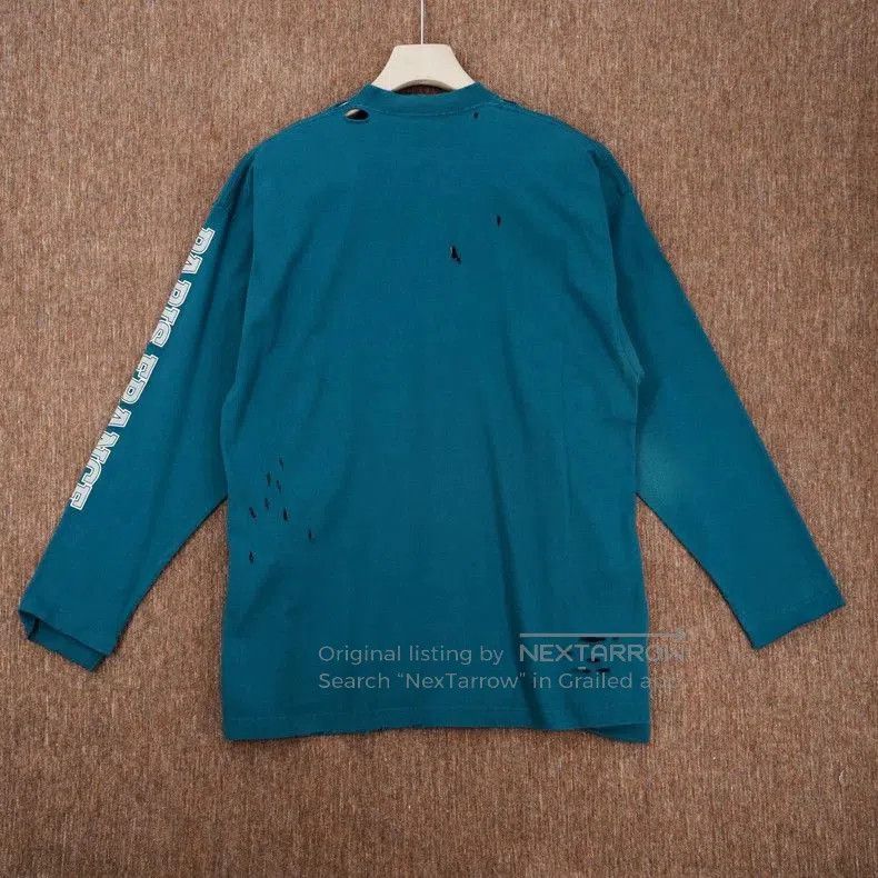 Balenciaga Balenciaga Distressed Logo Long Sleeve Tee. Size US L / EU 52-54 / 3 - 2 Thumbnail