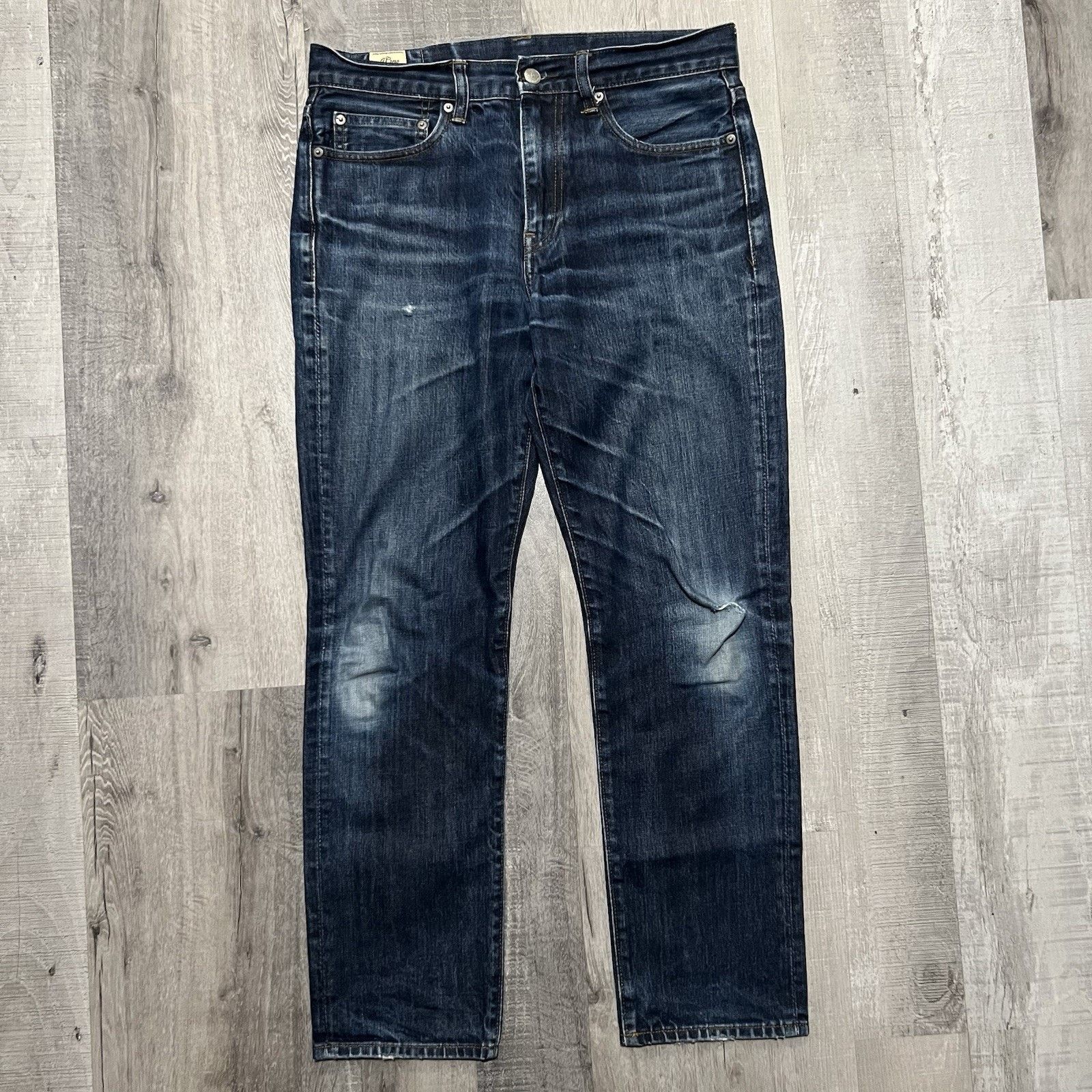 J.Crew J. Crew 770 Dark Wash Raw Indigo Jeans Faded Distressed Fit Size US 33 - 1 Thumbnail