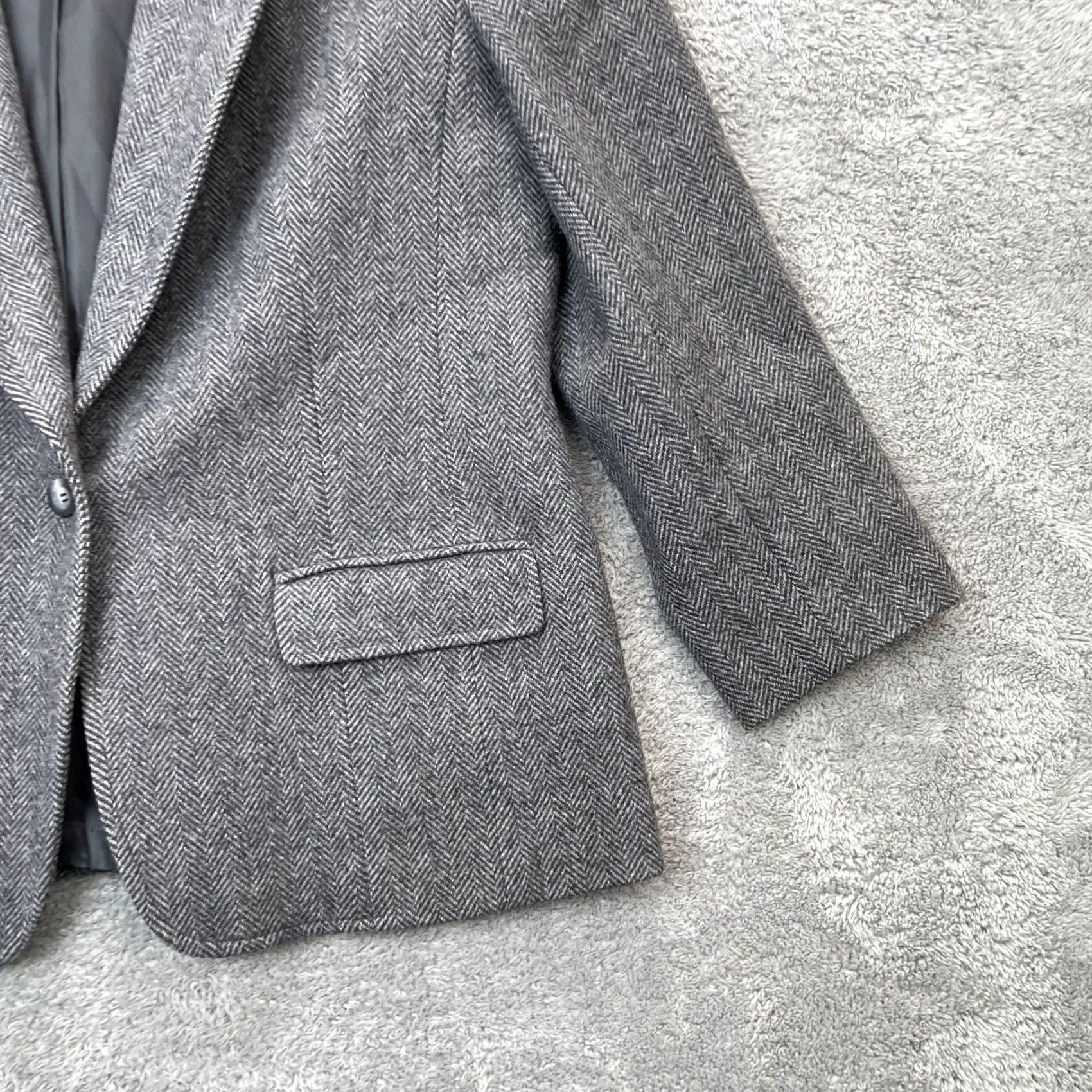 Pendleton VINTAGE Pendleton Jacket Womens Large Gray Blazer Coat Herringbone Wool Academia Size L / US 10 / IT 46 - 6 Thumbnail