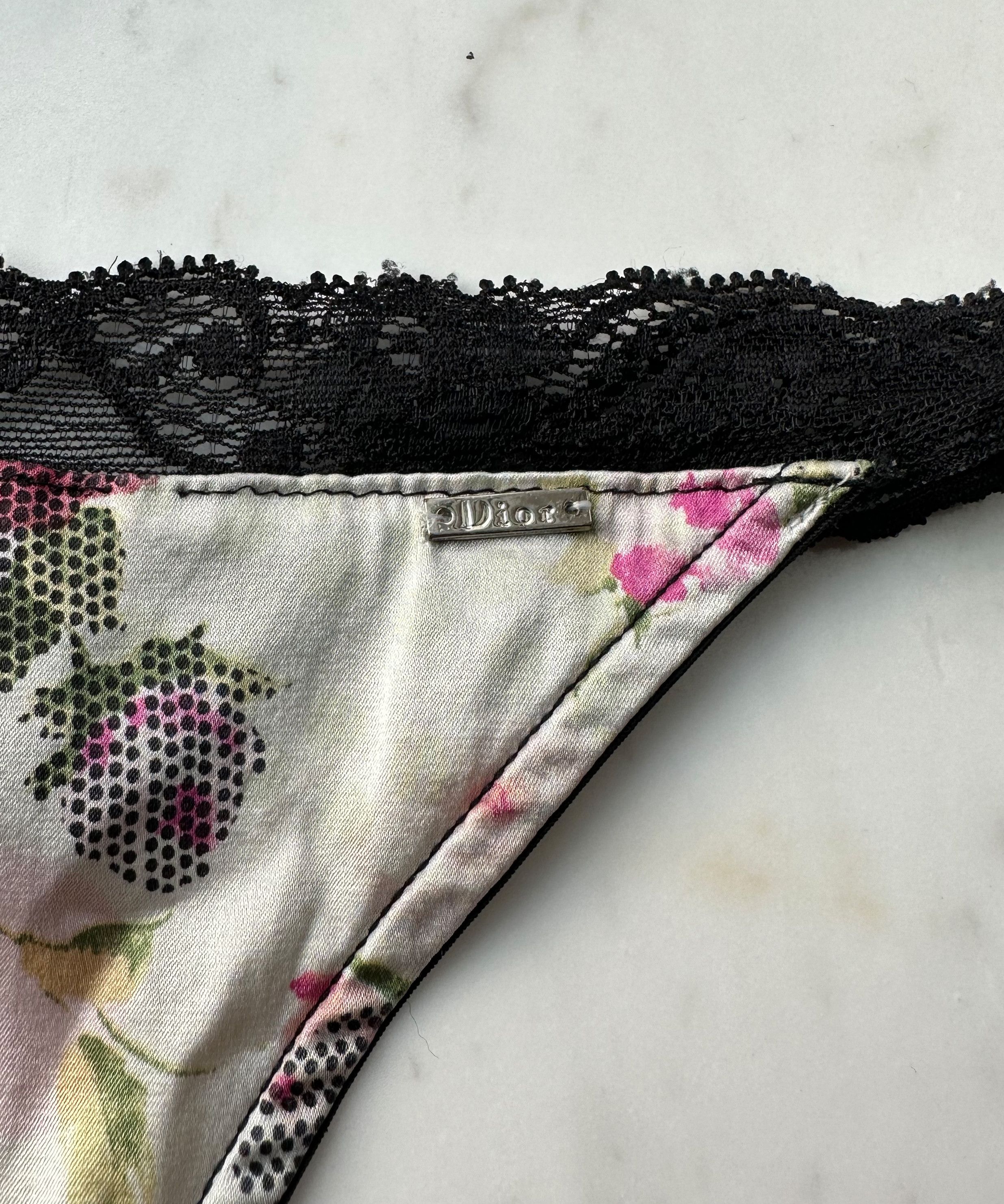 Dior 🔴 DIOR Underwear Logo Bikini Printed Silk Intimates Black Size ONE SIZE - 2 Thumbnail