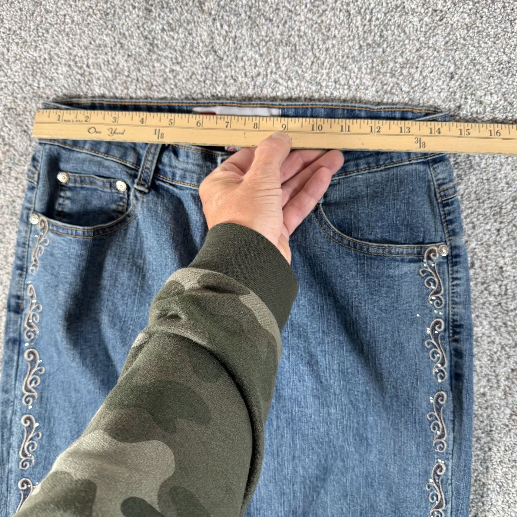 Cos COS Jeans Womens 8 Blue Denim Straight Leg Embroidered Side Trim Studded Jeans Women Size 30" / US 8 / IT 44 - 2 Thumbnail