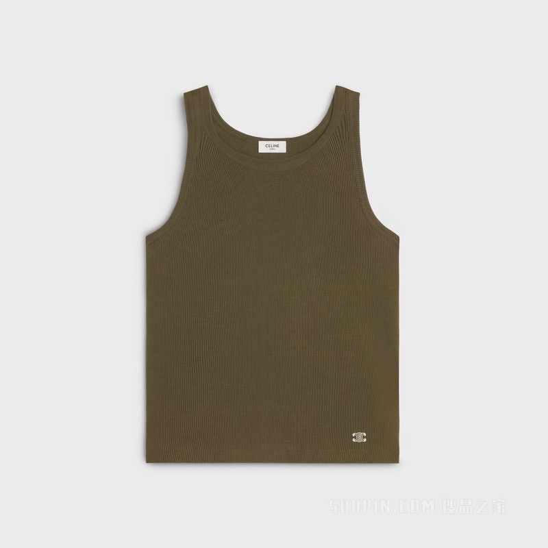 Celine triomphe tank top in ribbed silk jersey khaki Size US XXL / EU 58 / 5 - 1 Thumbnail