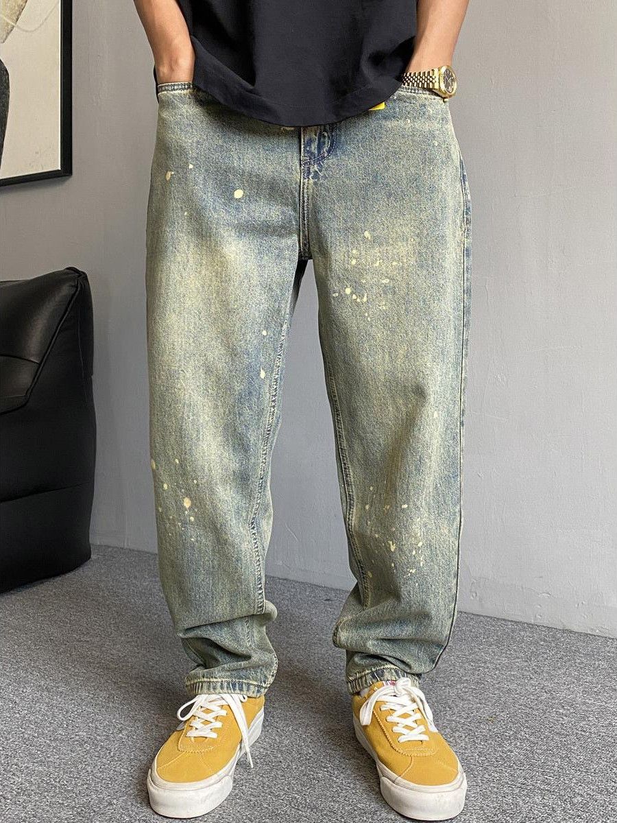 Vintage American casual washed retro splatter paint loose jeans Size US 32 / EU 48 - 1 Thumbnail