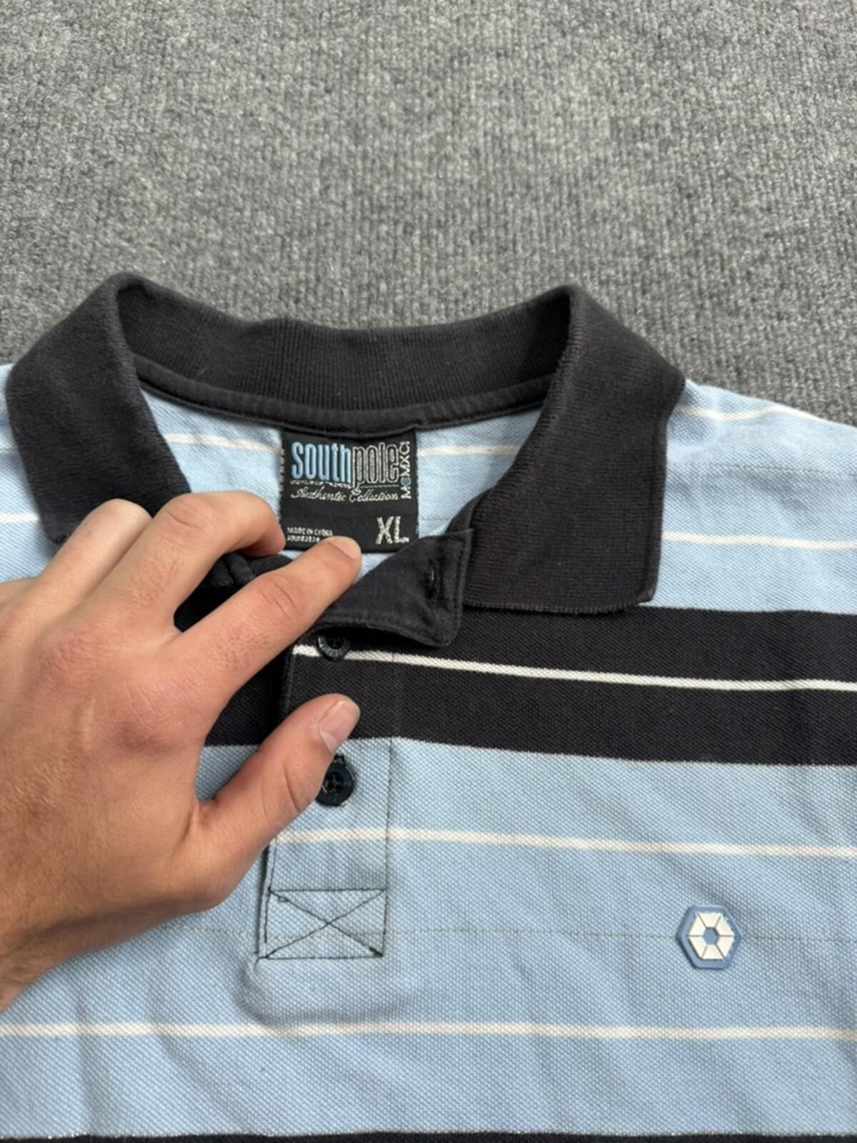 Southpole Vintage Y2K Southpole Striped Polo Shirt Blue Black XL Size US XL / EU 56 / 4 - 5 Thumbnail