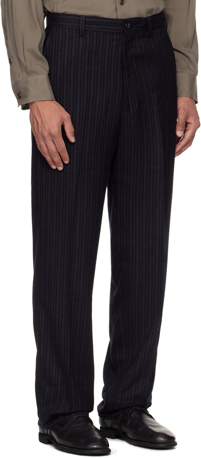 Yohji Yamamoto YOHJI YAMAMOTO Black Suit RY Heather ST Flat Trousers Size US 38 / EU 54 - 2 Thumbnail