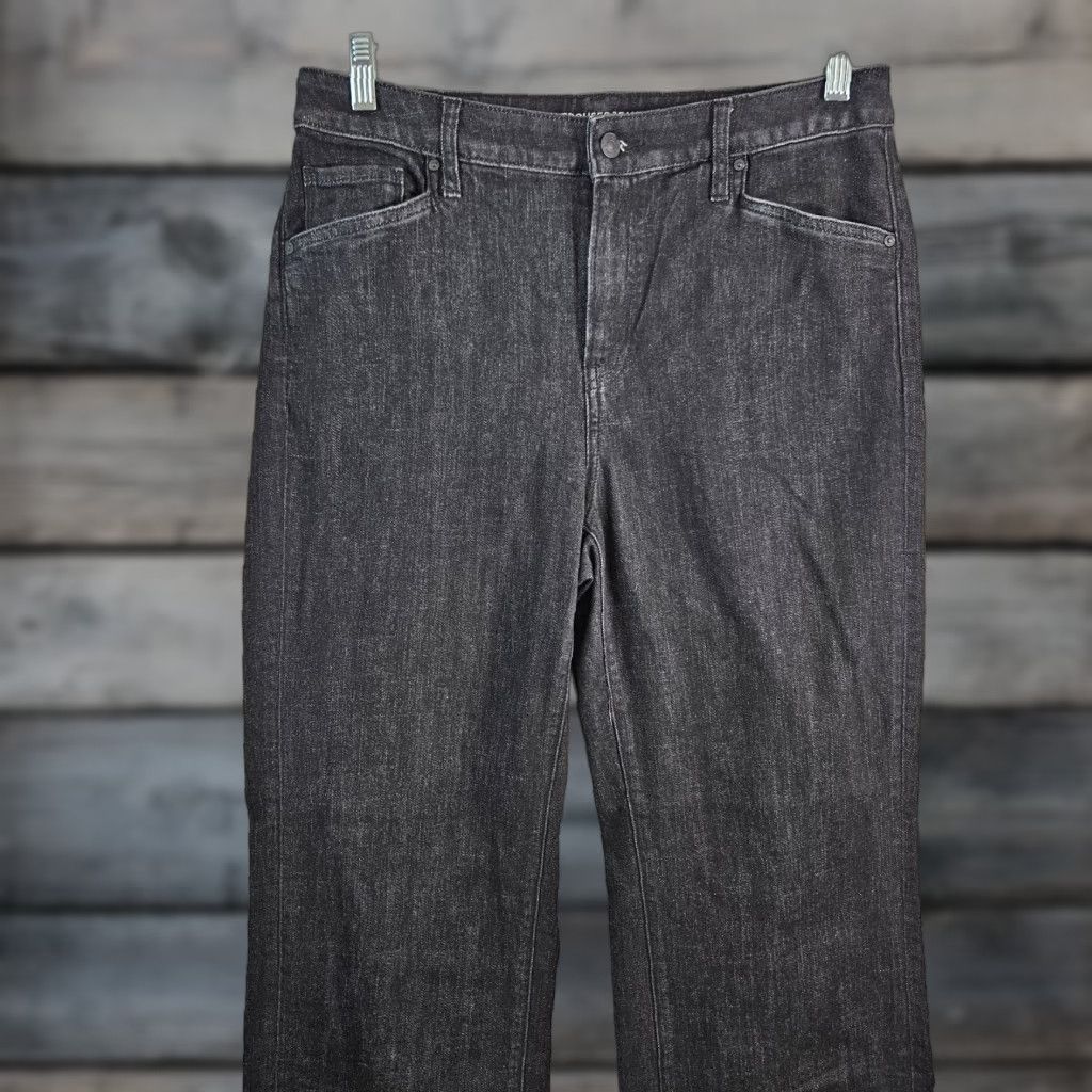 Vintage Chico's Jeans Trouser Wide-Leg High Rise Cotton Blend Black 10 Regular Inseam 29.5 in Solid Zip Womens Size 32" / US 10 / IT 46 - 1 Thumbnail