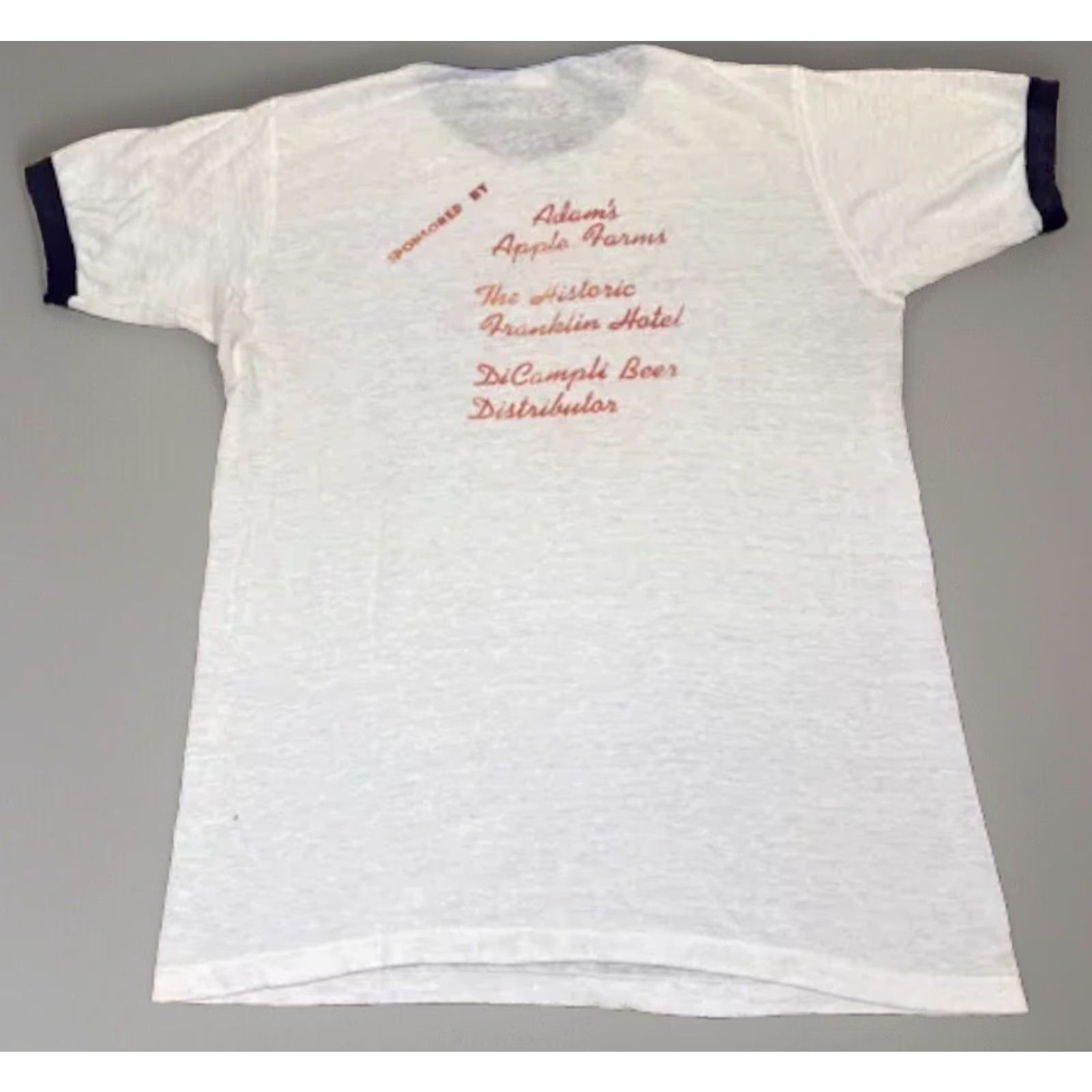 Vintage VTG ’83 Veterans Memorial Marathon Waterloo New York Runner Ringer T-Shirt Small Mens White 80s Size US S / EU 44-46 / 1 - 2 Thumbnail