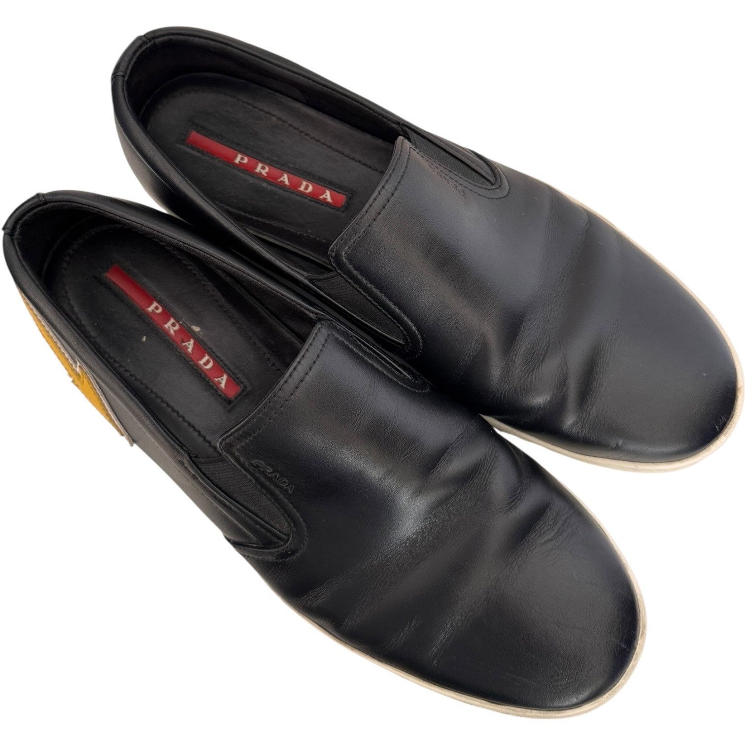 Prada Prada Linea Rossa Black Leather Slip-On Sneakers Italy 7.5 Size US 7.5 / EU 40-41 - 8 Thumbnail