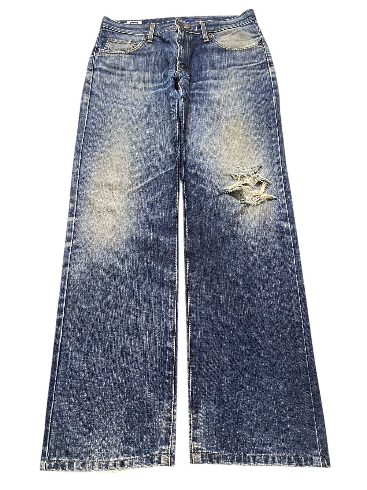 Edwin Vintage 90s Edwin 403 Faded Wash Distressed Loose Jeans Size US 32 / EU 48 - 1 Thumbnail