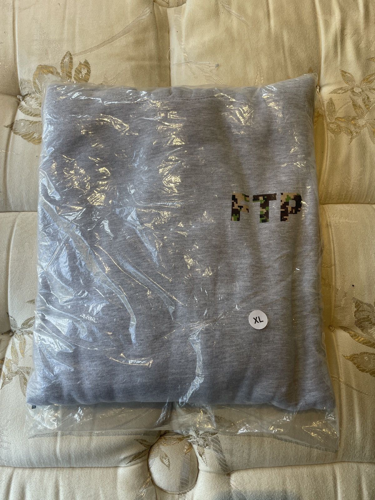 image of Fuck The Population Ftp Digital Camp Logo Heather Grey XL Hoodie in Ash Heather, Men's