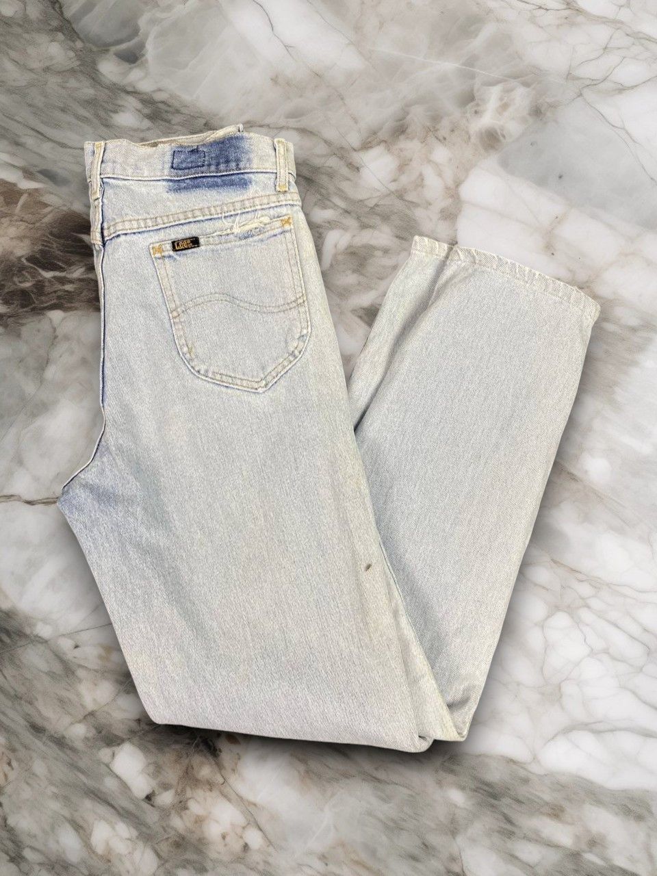 Lee vintage 80s lee lightwash distressed denim made in usa Size US 31 - 1 Thumbnail