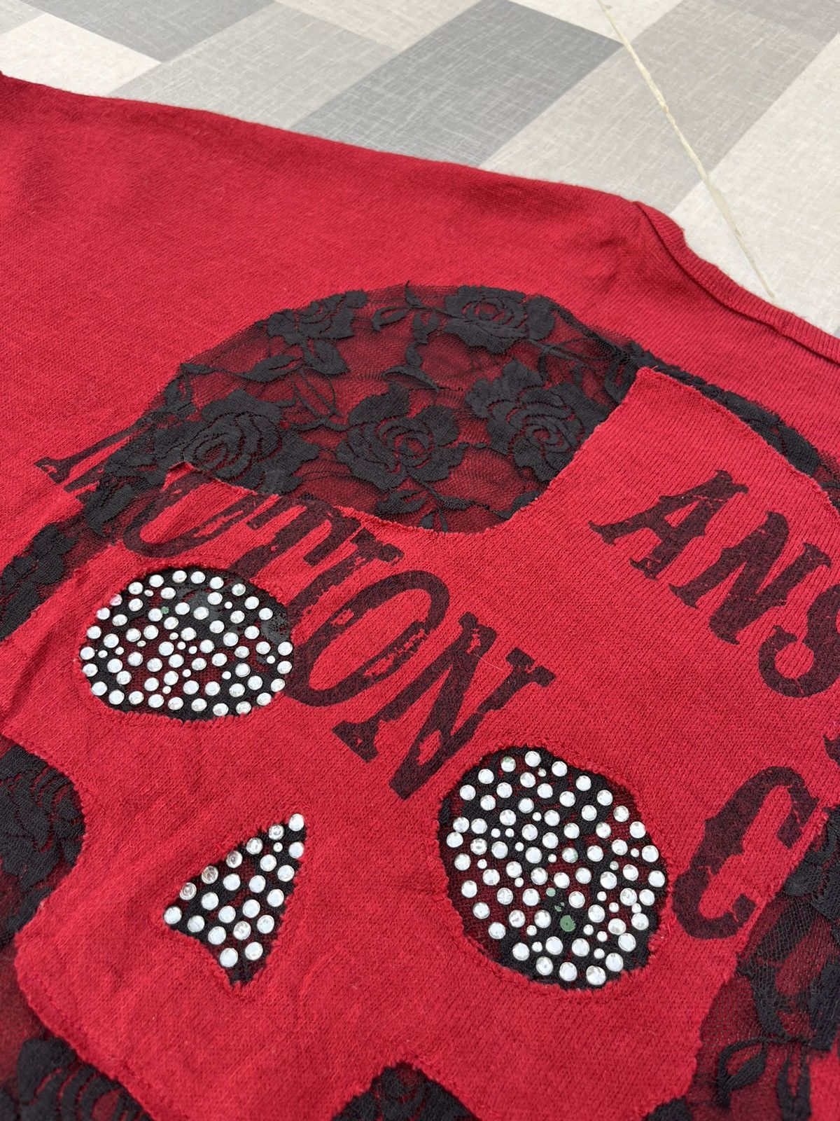 Japanese Brand Y2K Aquaname Diamond Eye Skull Knitwear Sleeve Less Size US XL / EU 56 / 4 - 5 Thumbnail