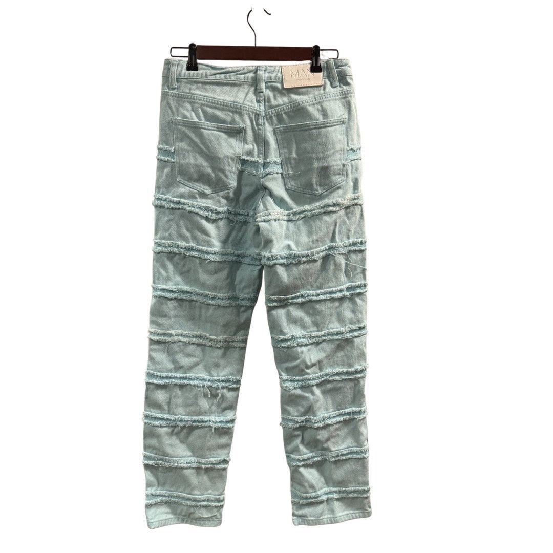 Boohoo Boohoo Man Men’s Aqua Fringed Jeans Size 30 Size US 30 / EU 46 - 2 Thumbnail