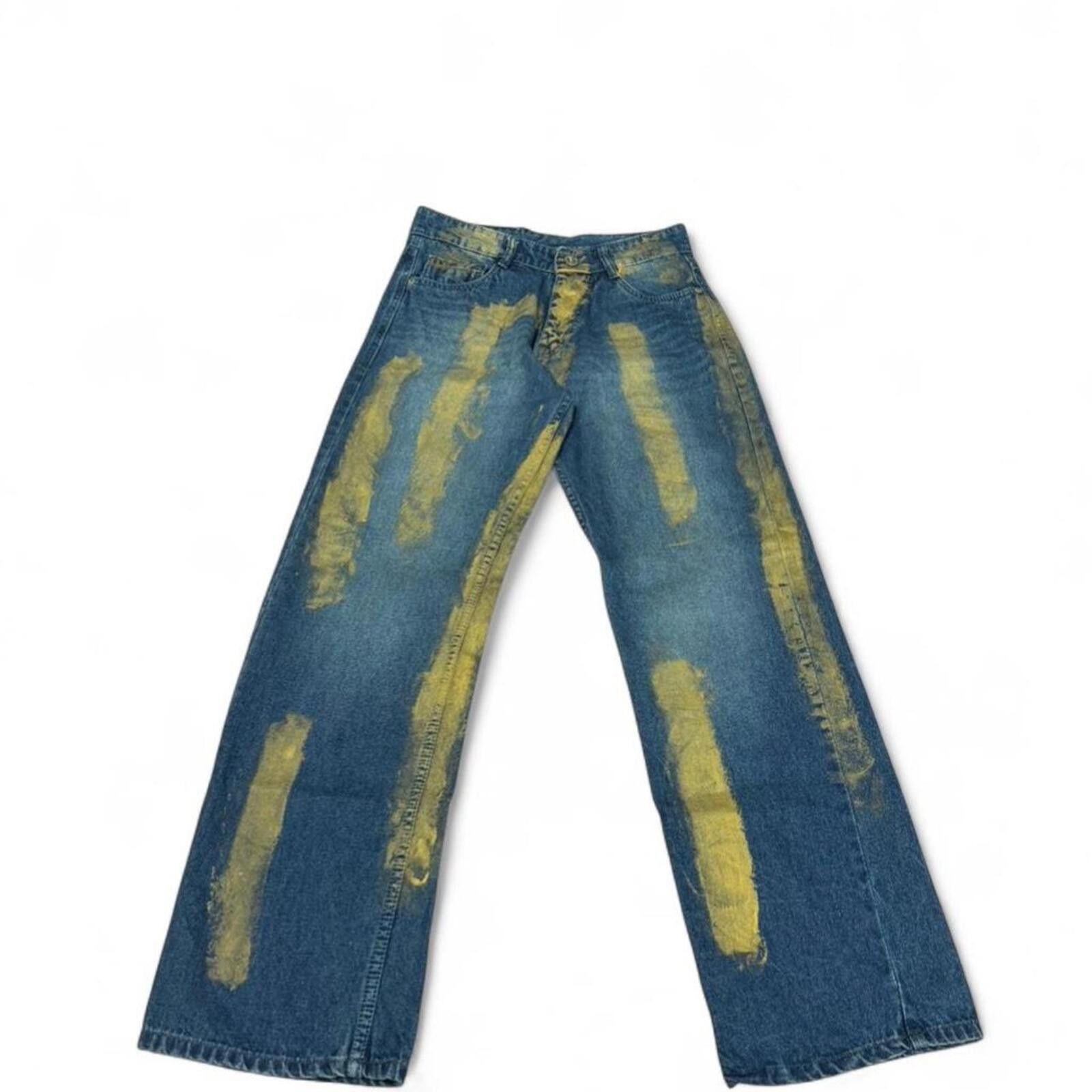 True Religion Hang blue jeans with yellow paint splatter Size US 30 / EU 46 - 1 Thumbnail