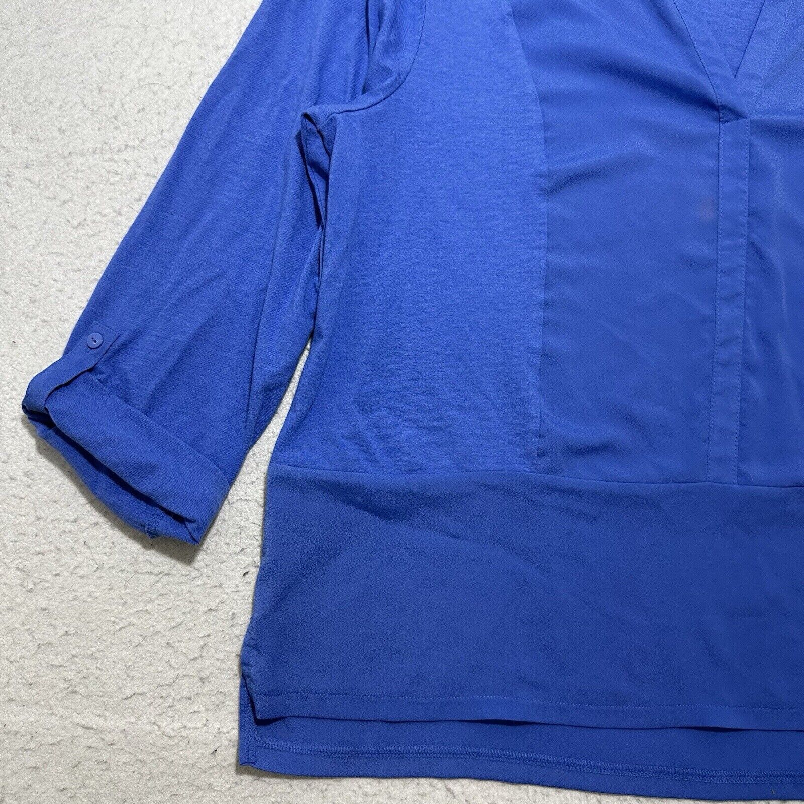 Chicos Chico's XL Blouse Roll Tab Long Sleeve Lightweight Blue Top Size XL / US 12-14 / IT 48-50 - 6 Thumbnail