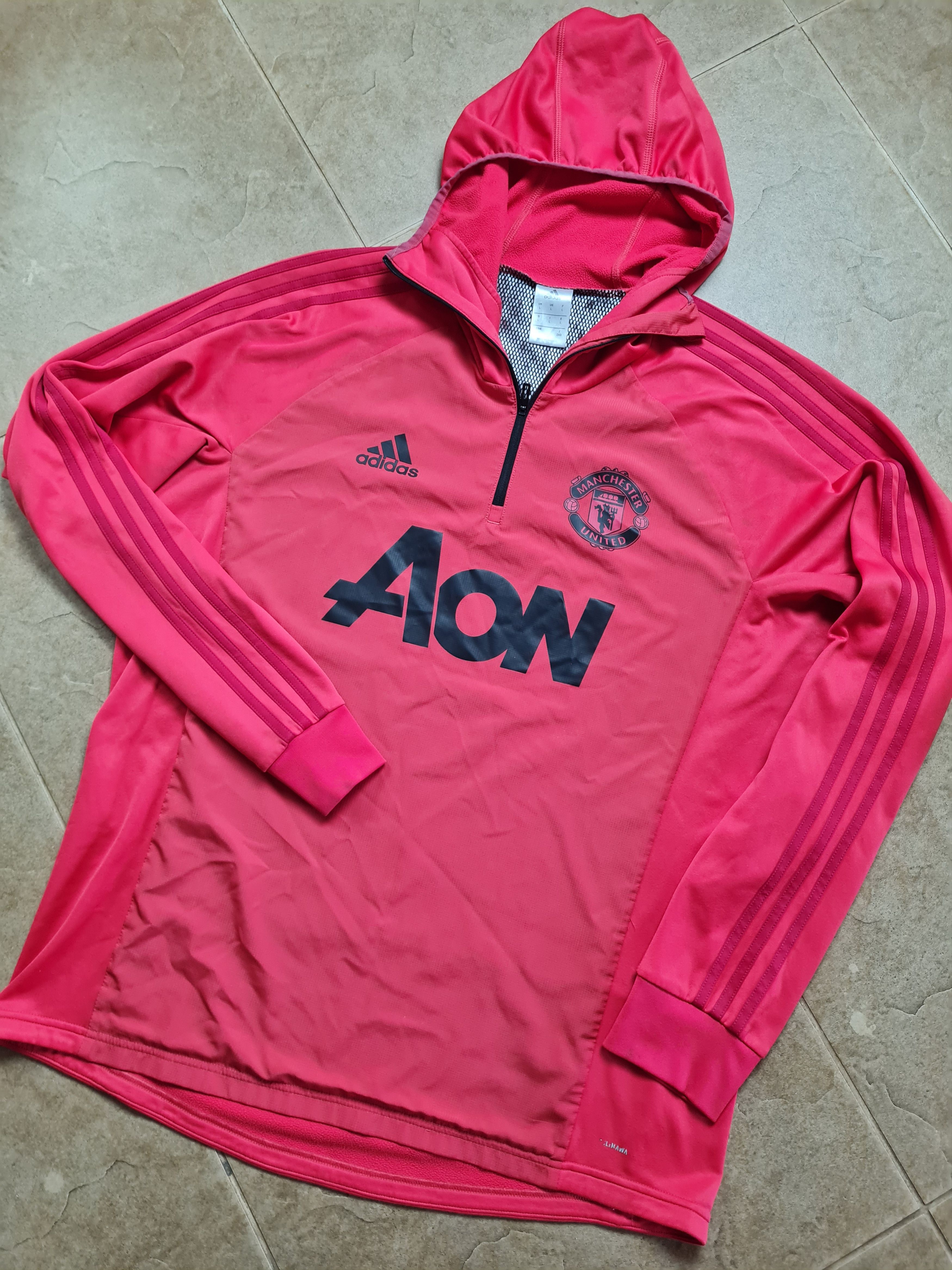 Adidas Adidas 2018-19 Manchester United 1/4 Zip Hooded Training Top Size US L / EU 52-54 / 3 - 4 Thumbnail