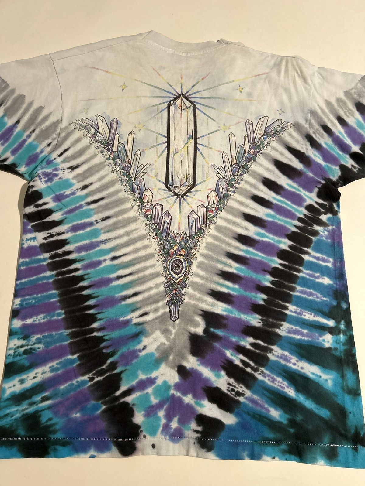 Liquid Blue Vintage 90s Amethyst Crystals Shirt Liquid Blue Tie Dye Size US L / EU 52-54 / 3 - 5 Thumbnail