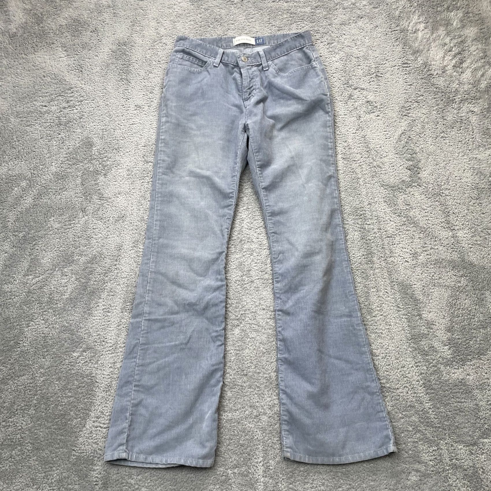 Gap Gap Blue Corduroy Low Rise Flared Leg Pants Womens Small 28 Inseam 31 Ankle Regular Fit Logo Pocket Button Zipper Size 28" / US 6 / IT 42 - 2 Thumbnail