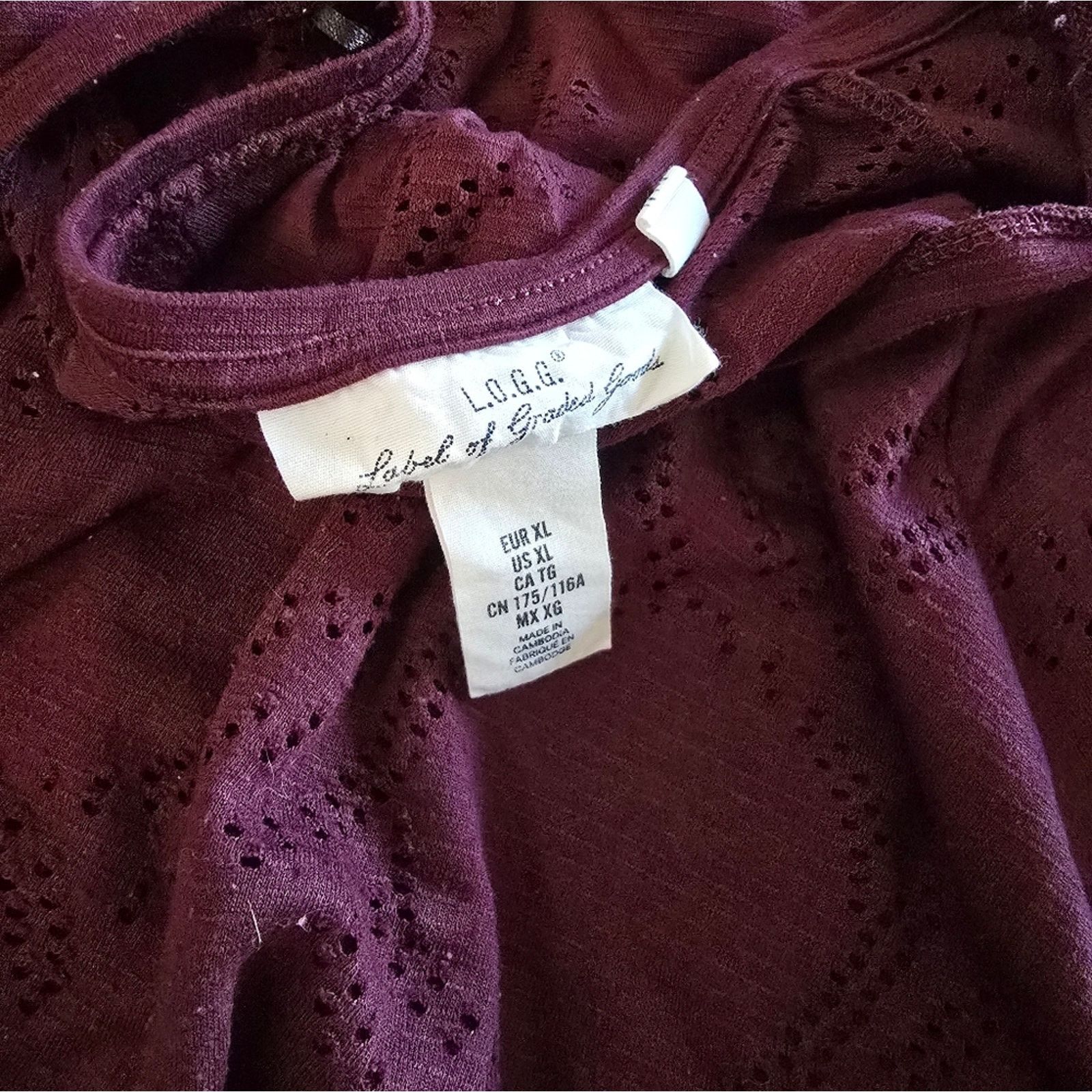 L.O.G.G. Burgundy Perforated | L.O.G.G. | Long Sleeve Size XL / US 12-14 / IT 48-50 - 3 Thumbnail