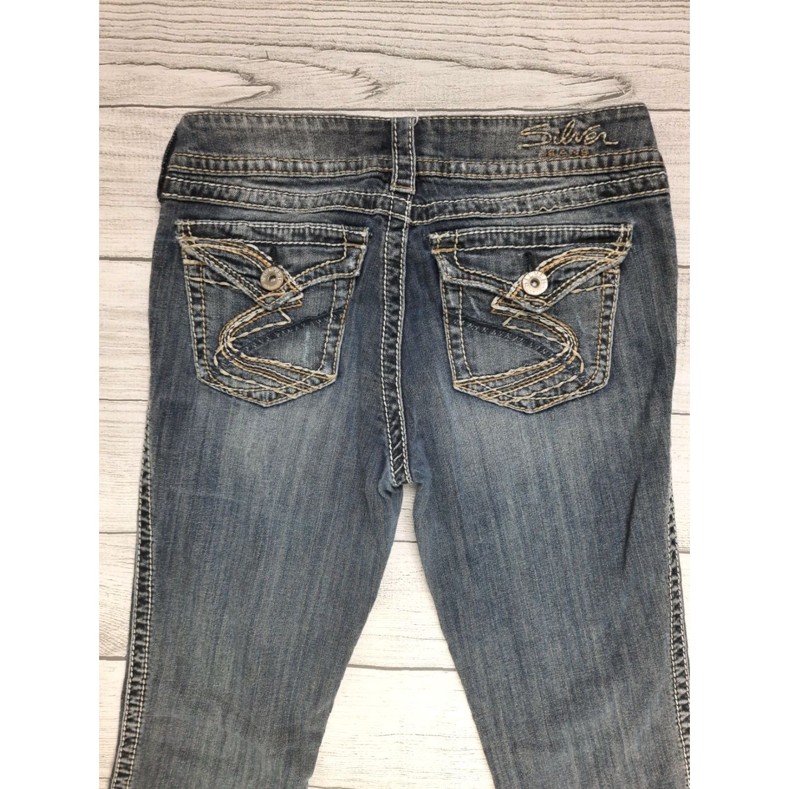 Silver Jeans Co. VINTAGE Silver Jeans Suki Surplus Jeans Womens 28x36 30x32 Flap Pockets Bootcut Medium Blue Mens Womens Boys Girls Size 28" / US 6 / IT 42 - 7 Thumbnail