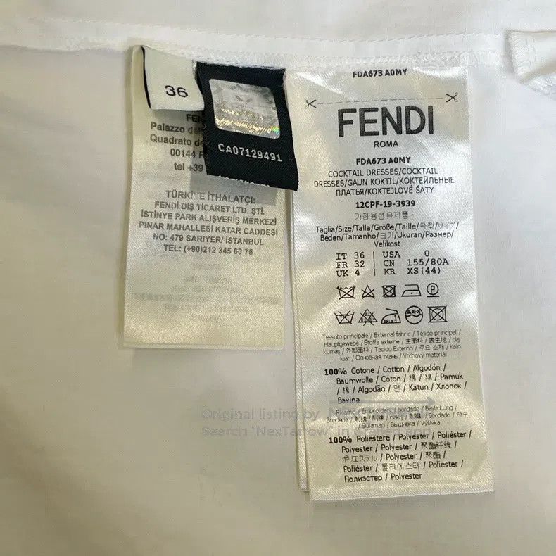 Fendi Fendi Pocket Logo Embroidered White Shirt Dress, Cotton Fa Size 4XL / US 24-26 - 5 Thumbnail